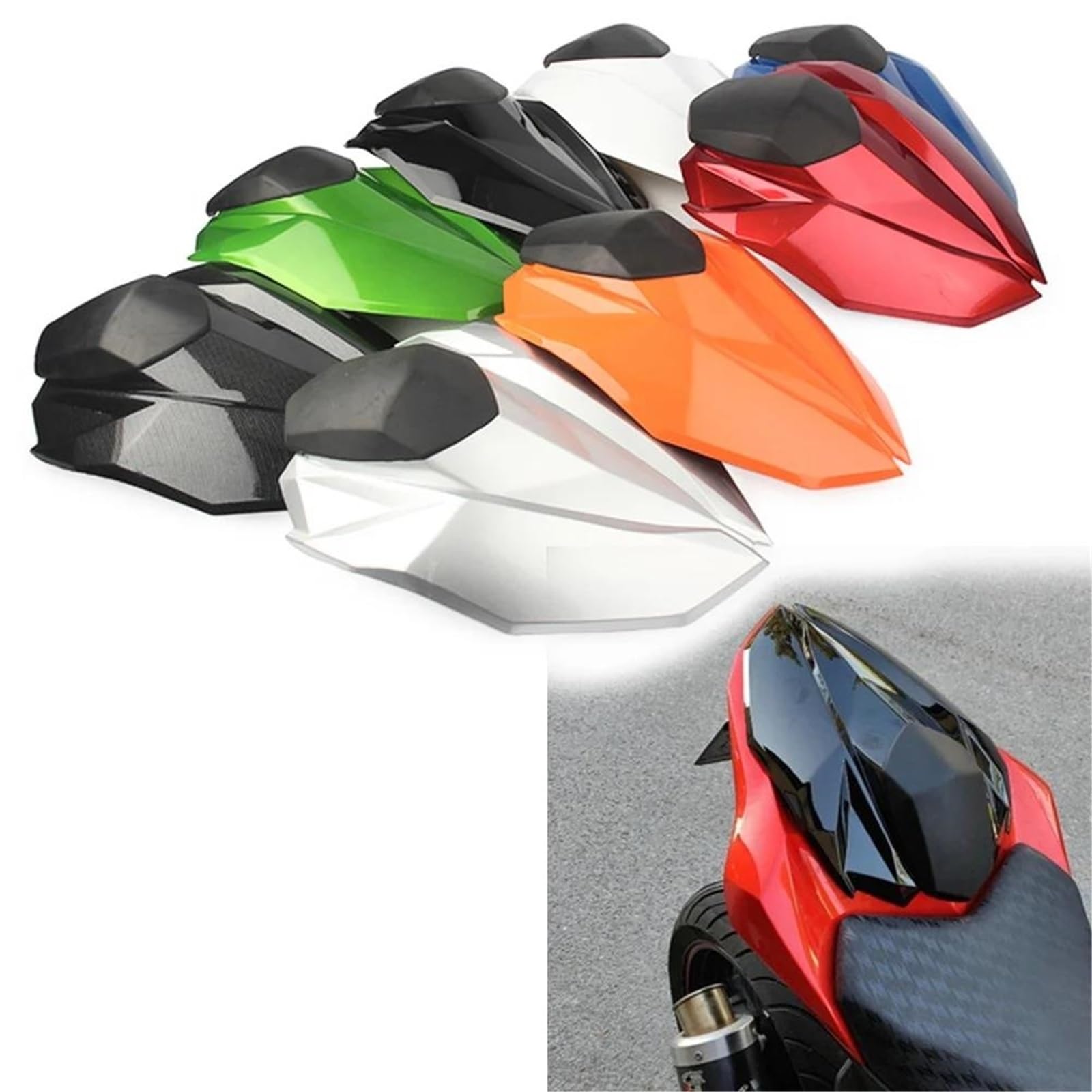 Cubierta De Asiento Trasero para Motocicleta para Kawasaki para Ninja para Z800 (2012-2020) Colín Monoplaza Cubierta De Asiento del Pasajero Cubierta De Carenado(Verde)