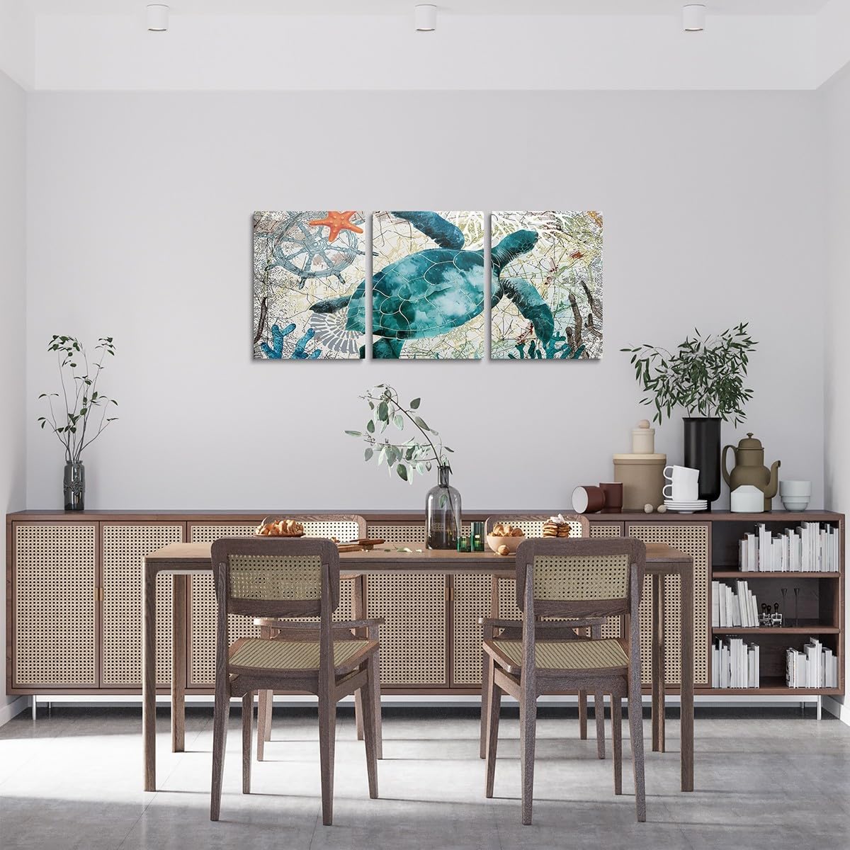 Feelyou Sea Turtle Canvas Wall Art for Living Room Bedroom 12" x 16" 3 Piece Ocean Picture Wall Decor for Home Decor Bathroom Reptile Tortoise Office Decorations Artwork Posters Coastal Painting
