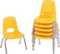 Vista 23 de Factory Direct Partners 10367-BL Silla escolar apilable de 16 pulgadas, asiento apilable para estudiantes con patas de acero cromado y rodamientos