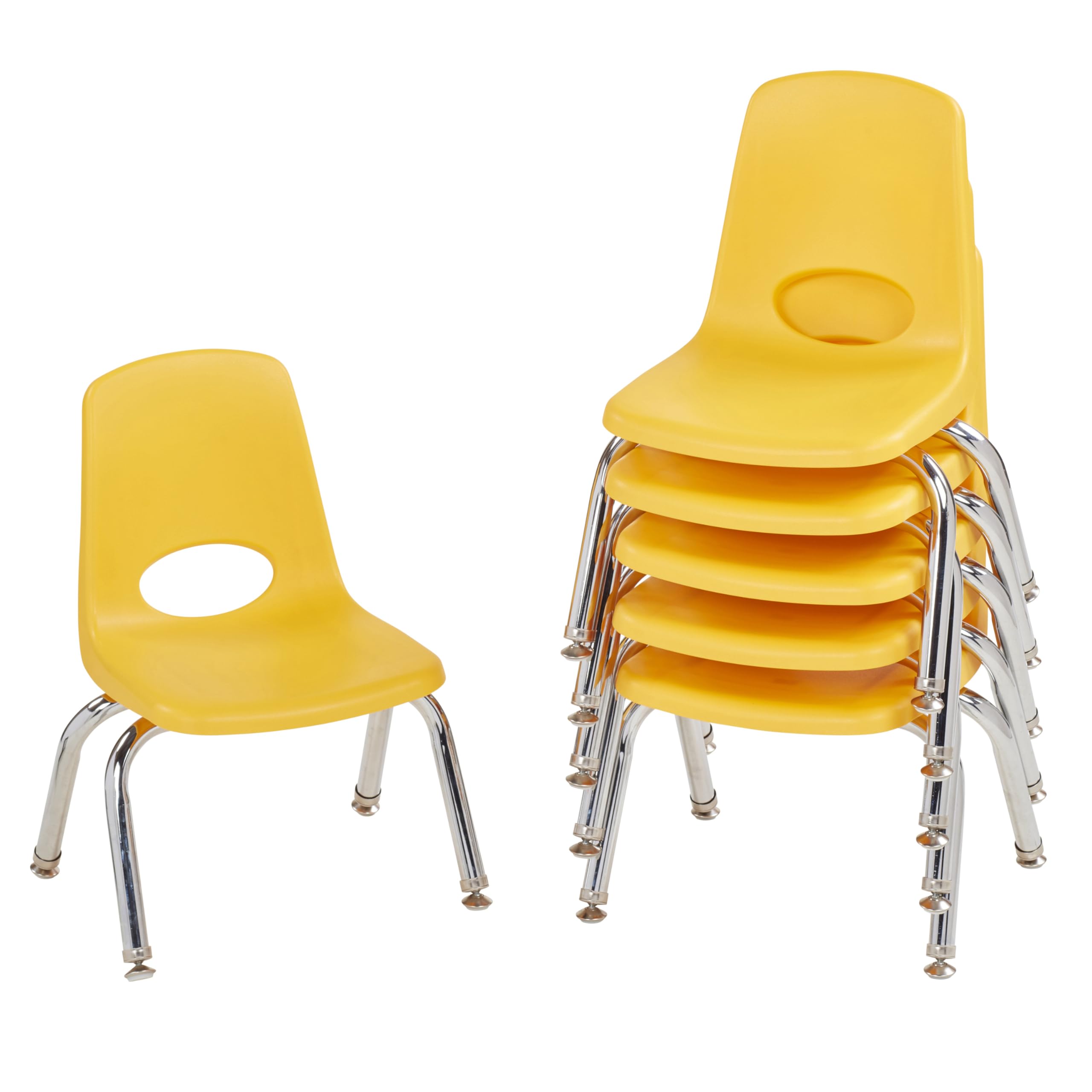 FDP 10" School Stack Chair with Swivel Glides, Yellow, 6-Pack, 10356-YE