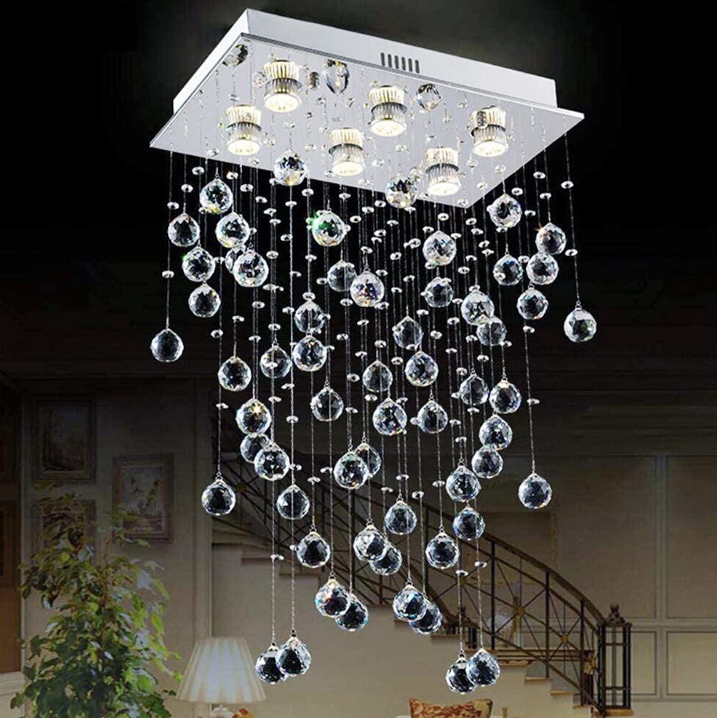 Buy Modern Rectangular Crystal Chandelier Flush LED Raindrop Ceiling