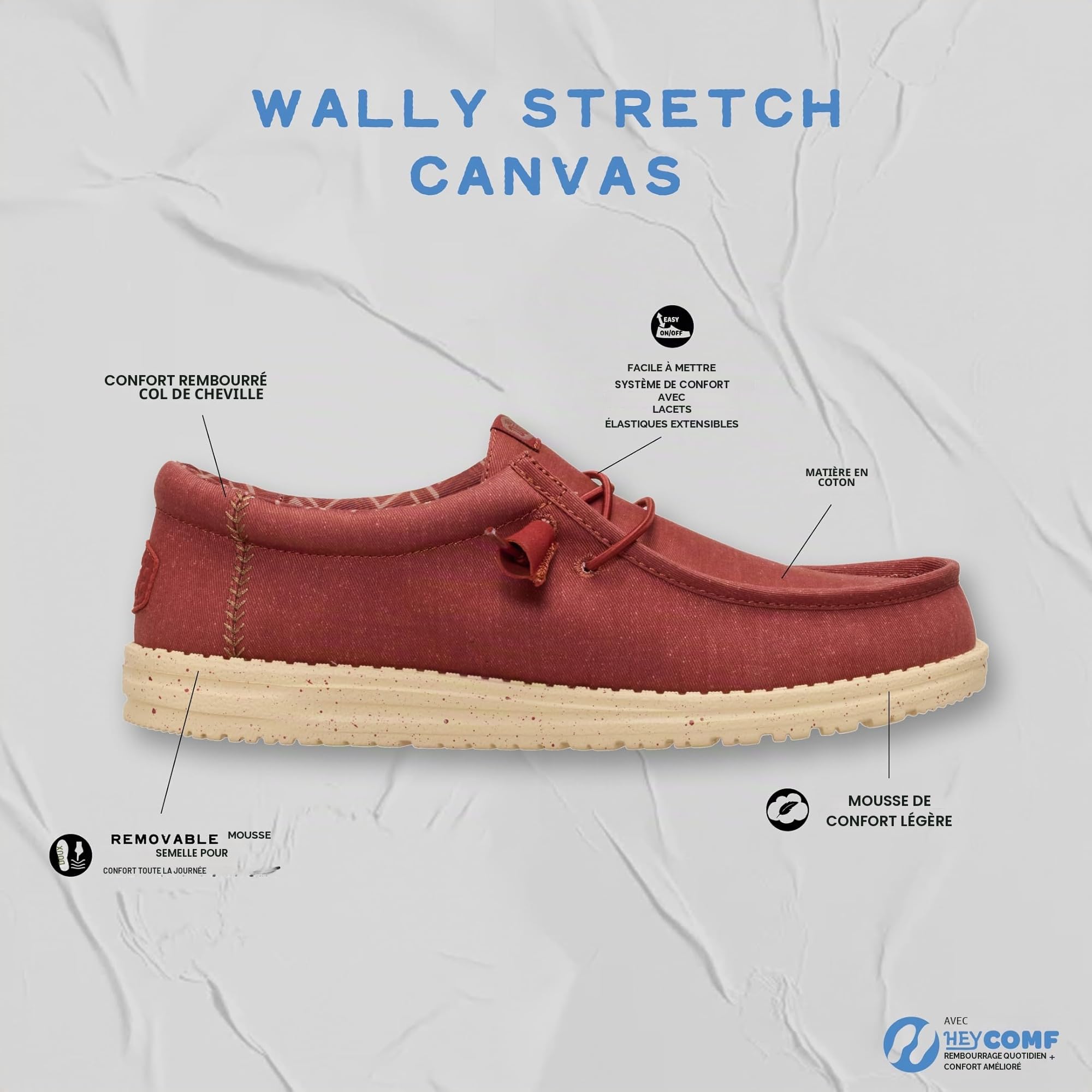 Hey Dude WALLY STRETCH CANVAS BASKETS BASSES Homme