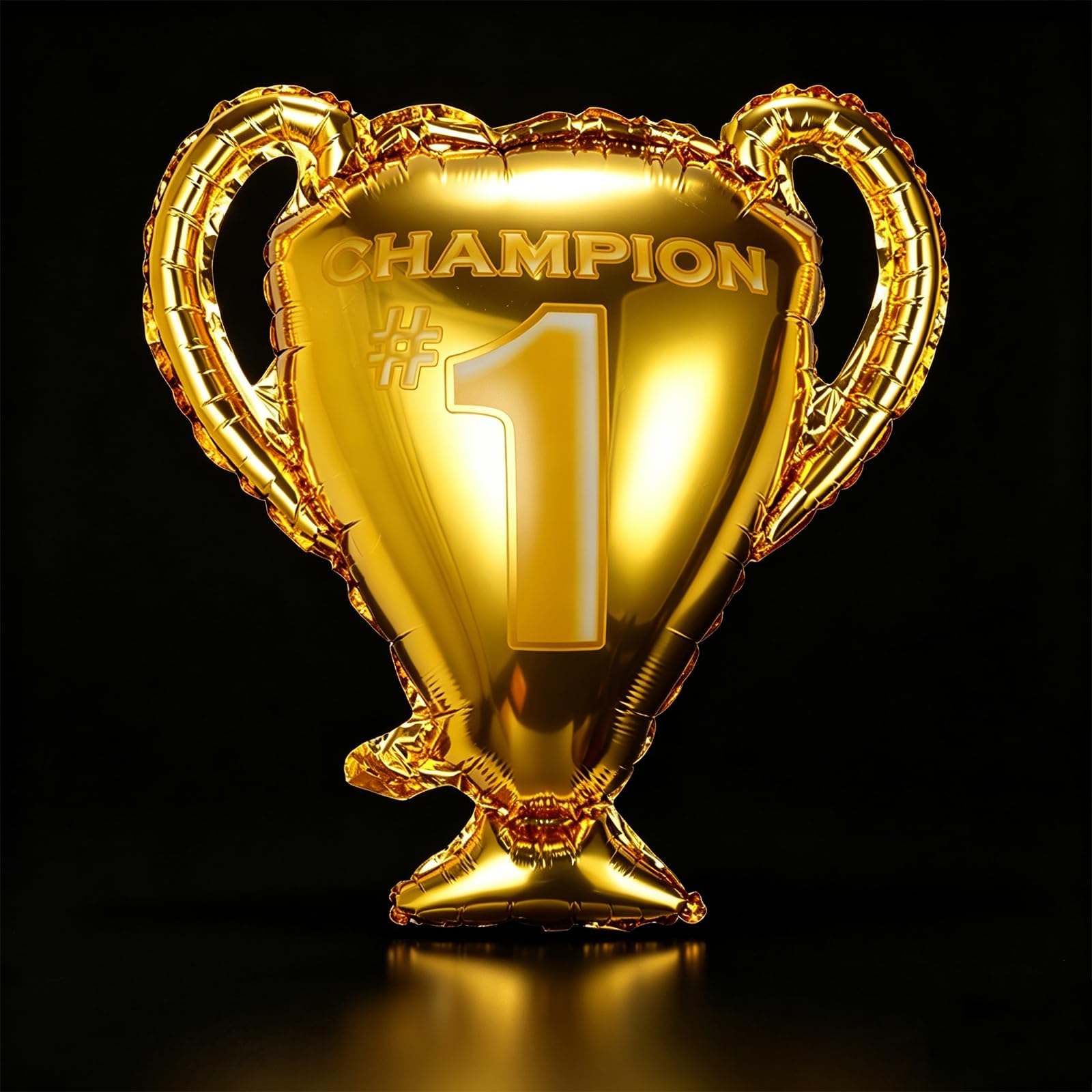 Jumbo 65cm Inflatable Trophy Balloon, Stand Up No Helium Needed Gold Foil Champion Balloon for Party Decorations