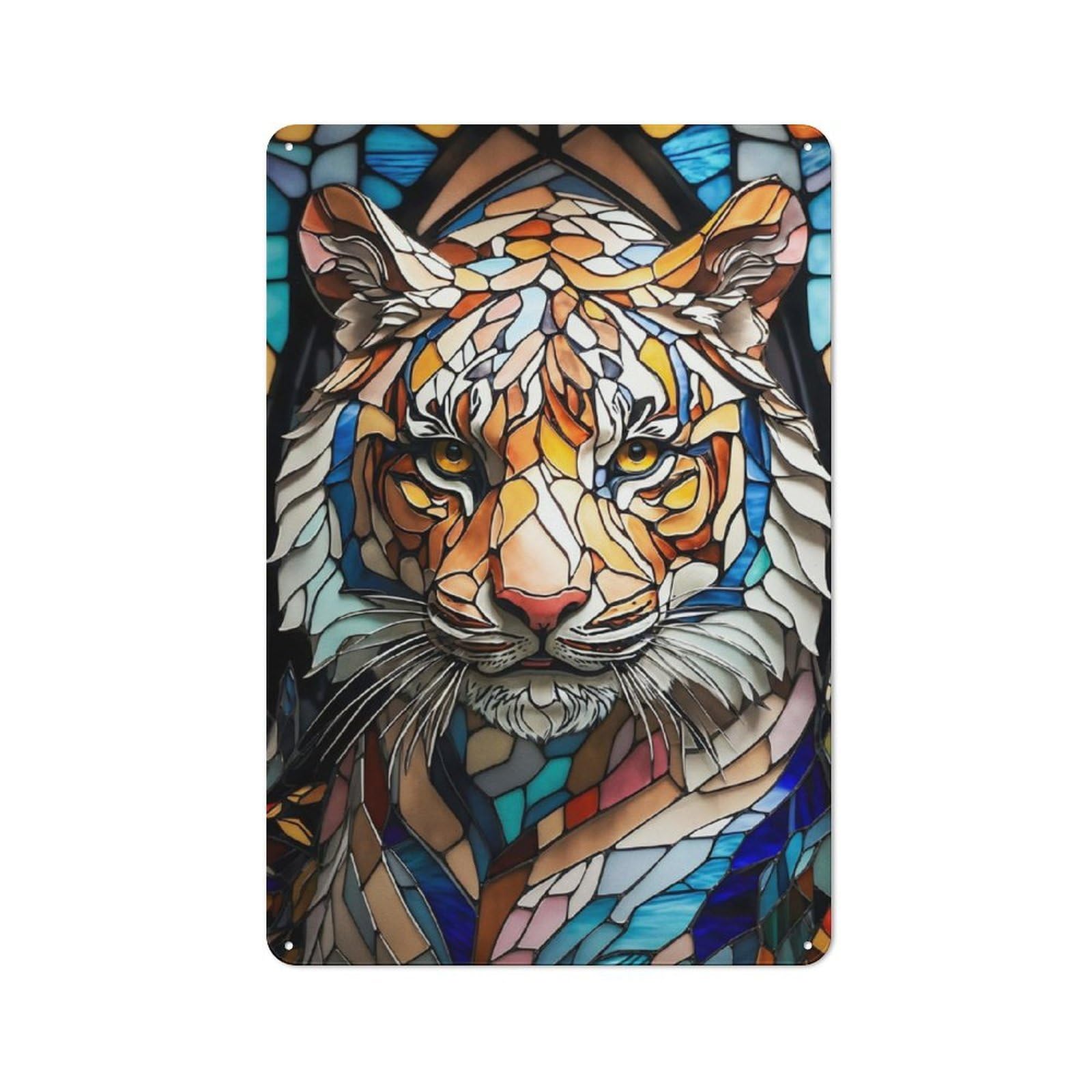 Junmoney Abstract Tiger Face Farmhouse Country Metal Sign 30X20cm, Cottage Wall Art For Farmhouse Kitchen, Pantry Or Dining Area