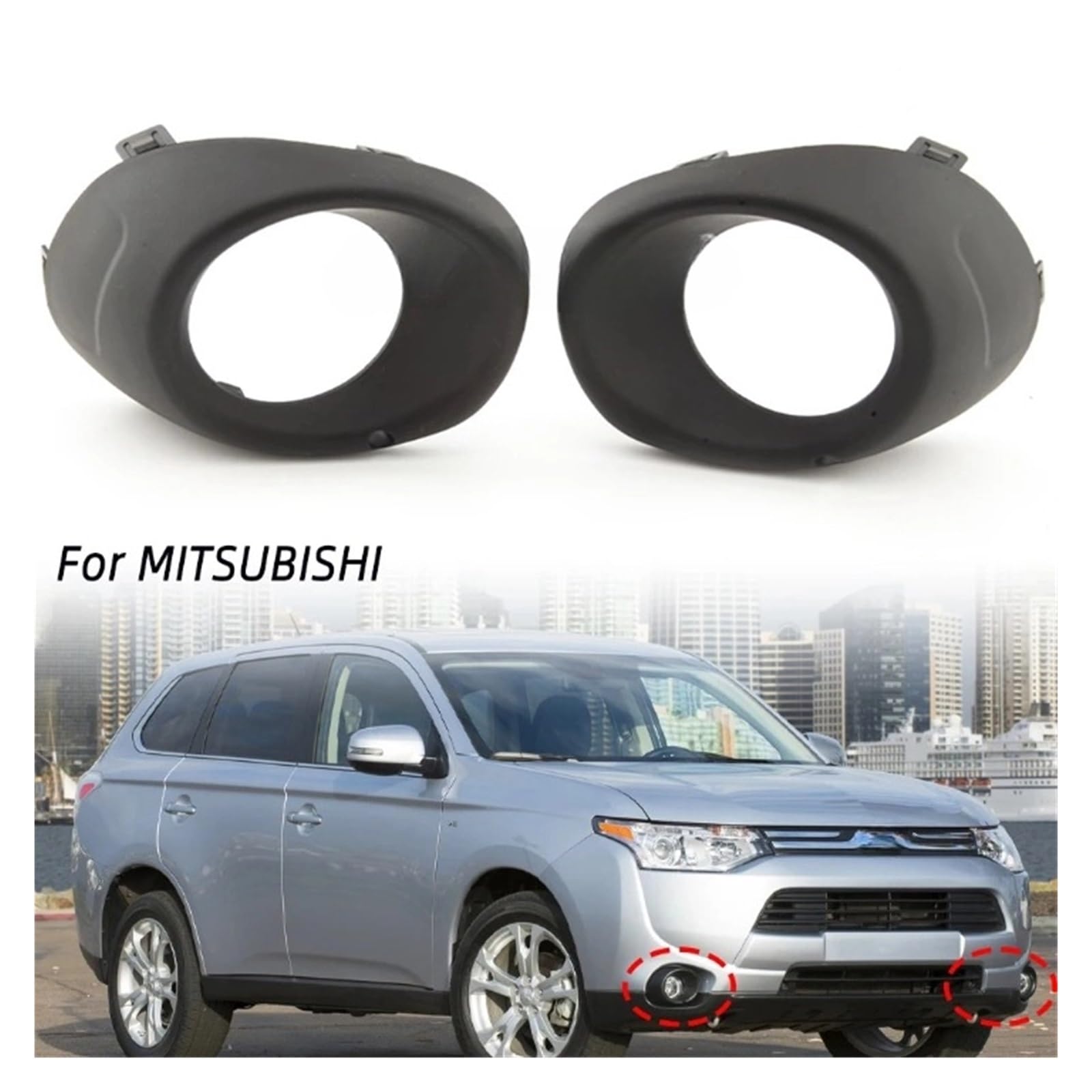Compatibele Mistlampen Voor Mitsubishi Outlander 2013 2014 2015 Led Mistlamp Koplamp Mistlamp Cover Grill Bezel Zilver Zwart Frame Schaal
