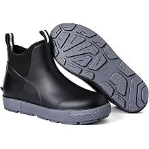 Mens Ankle Rain Boots Waterproof Deck Boots Booties Rubber Boots Men Anti-Slip Comfort Lightweight Gardening Shoes for Fishing Yard Farm Outdoor Work Boating