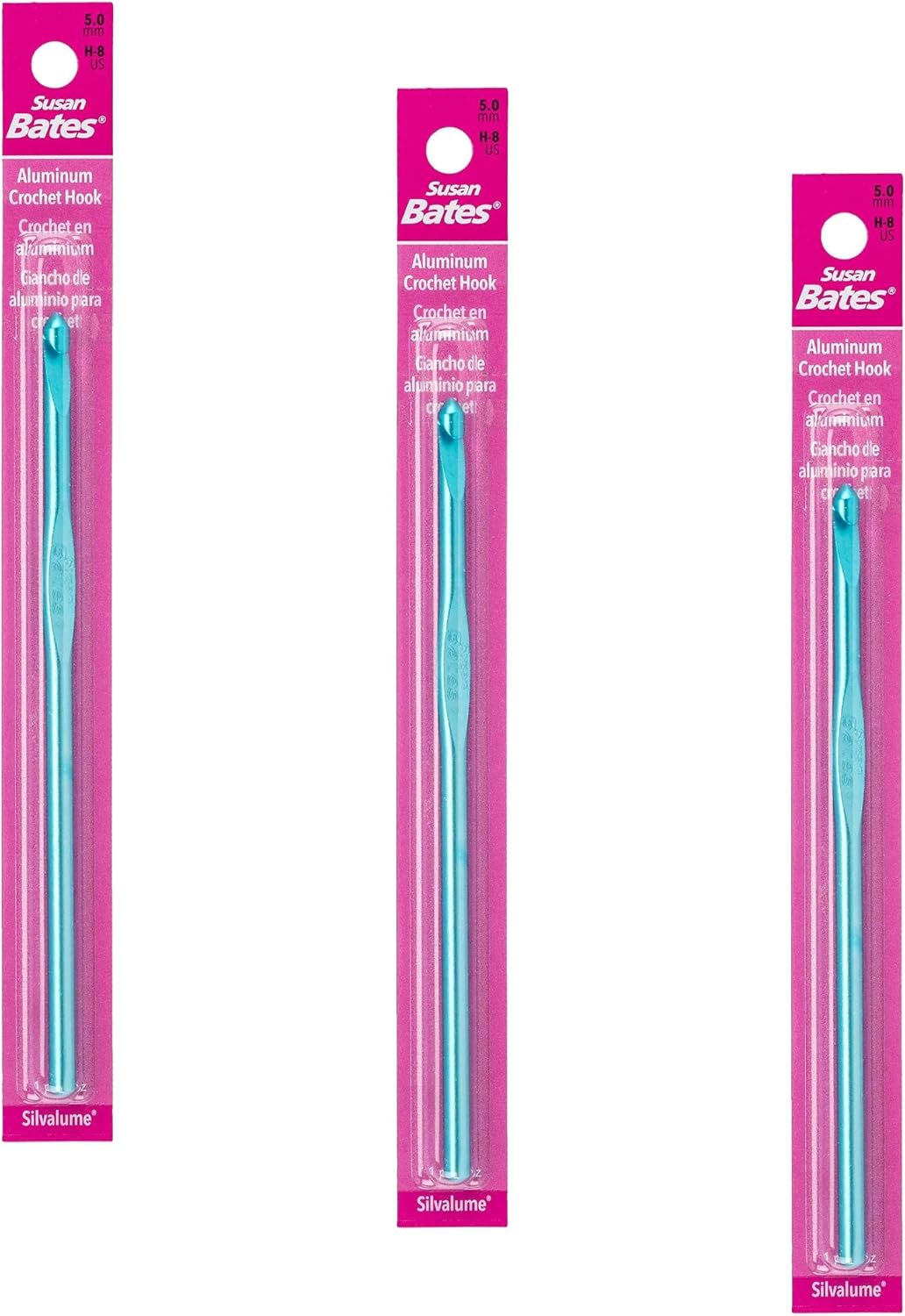 Susan Bates Silvalume Aluminum Crochet Hook for Yarn, Size H 5 mm