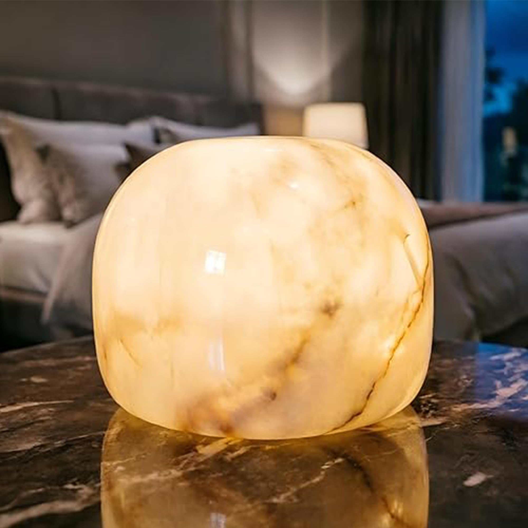 Photo 1 of Marble Lamp Night Light Touch Bedside Table Lamp for Bedroom,Type-C Rechargeable Small Desk Bedside Small Lamps,Eye Caring Dimmable LED Ambient lamp (Mid Century Modern)