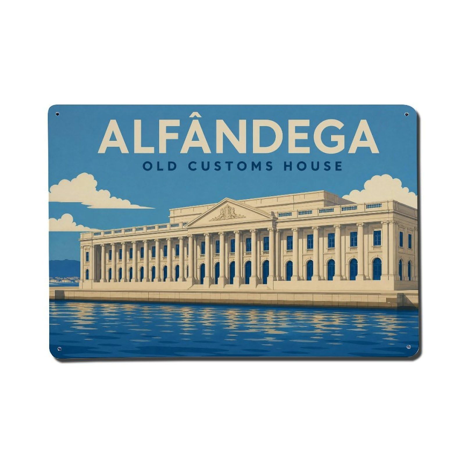 Metal Tin Sign Alfandega Portugal Vintage Travel