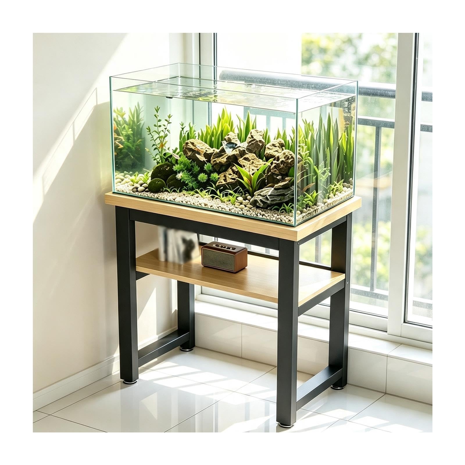 Tavolo per Acquario, Cassetto per Acquario | Pannelli Ispessiti, Piano d'Appoggio Multilivello, Supporto Stabile(2,80x30x75cm/31.5x11.8x29.5in)