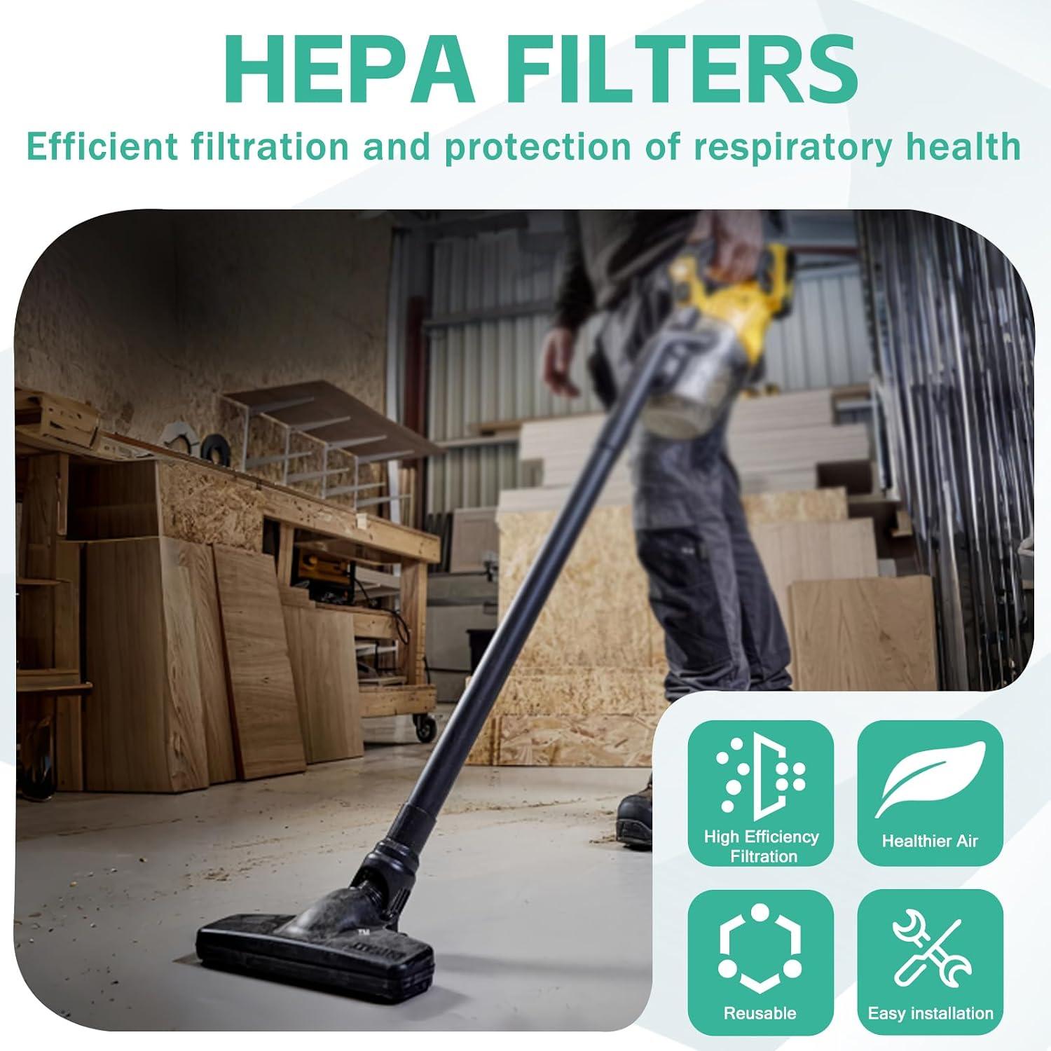 DCV501HB DCV5011H Replacement HEPA Filters for DeWALT 20V Cordless Handheld Vacuum - Washable & Reusable 6 Pack - Compatible with Makita, KXX, TengXcel, CAMXTOOL