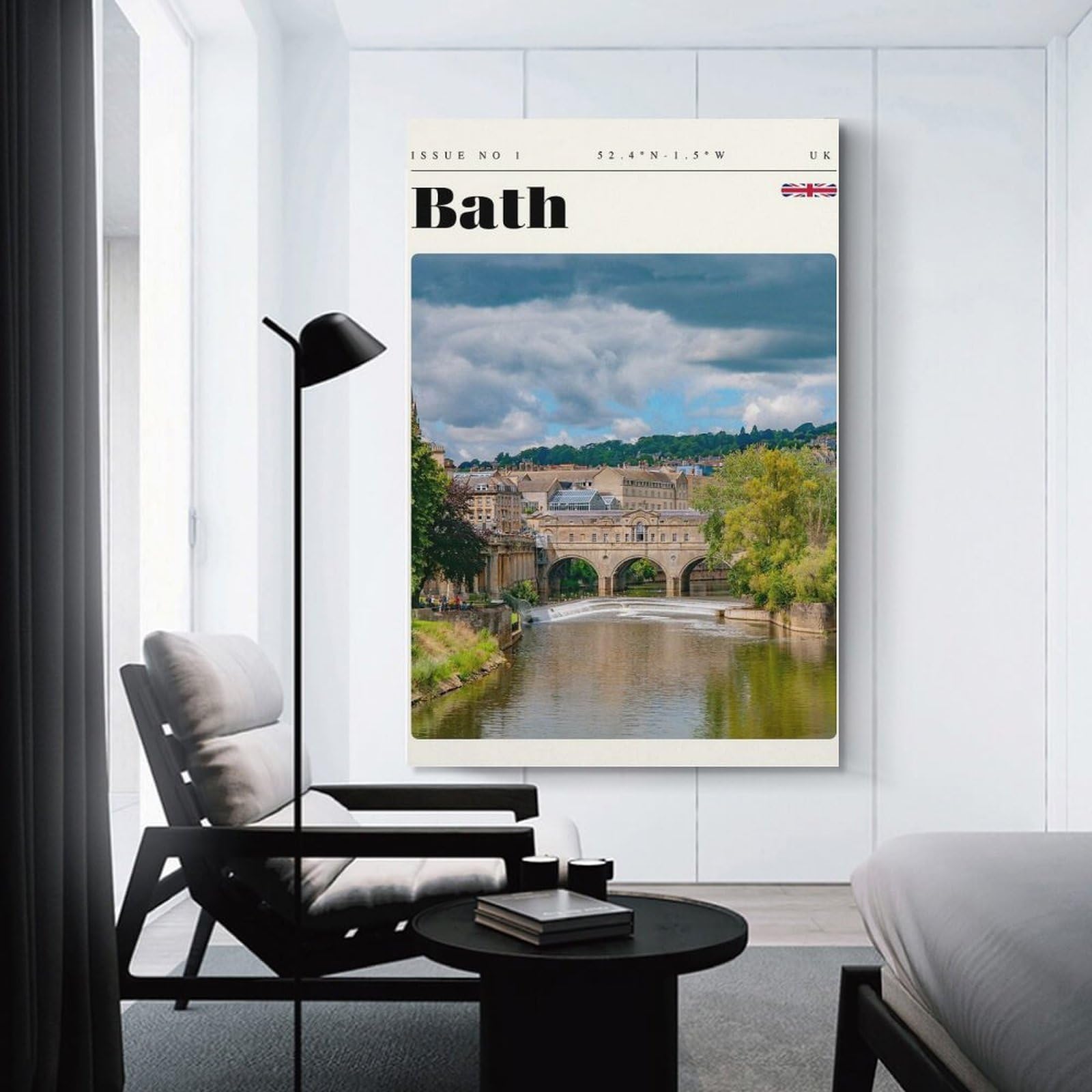 Junmoney Home Decor Wall Art Bath England Travel Art, 24x36inch(60x90cm), for New Homes, Bedrooms Or Workspaces, Decorative Present for New Homes
