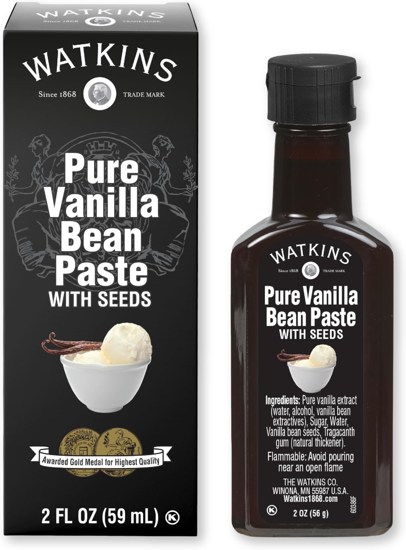 Watkins All Natural Original Gourmet Pure Vanilla Bean Paste, 2 oz.