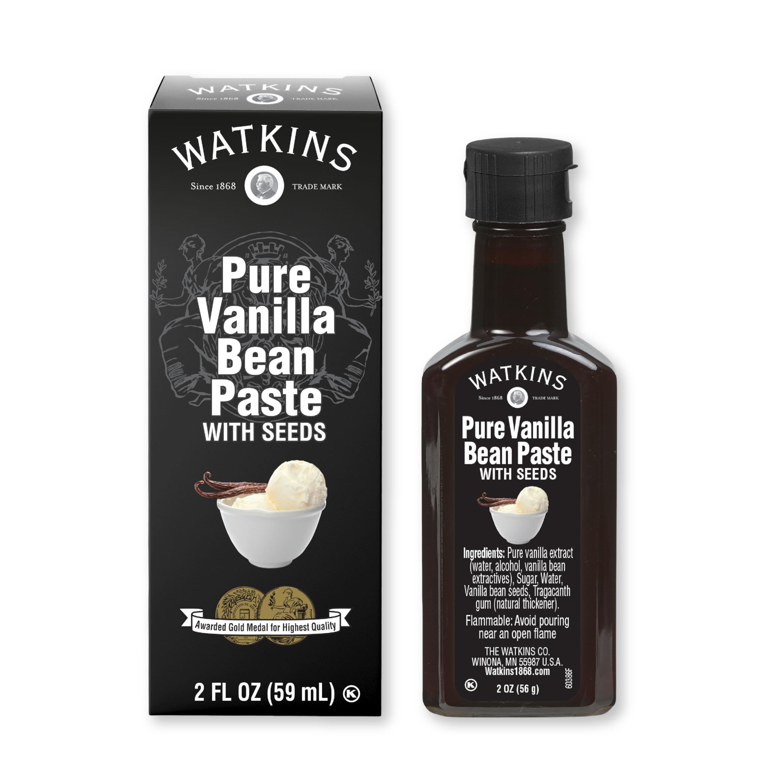 Watkins All Natural Pure Vanilla Bean Paste 2 oz Gourmet Original 