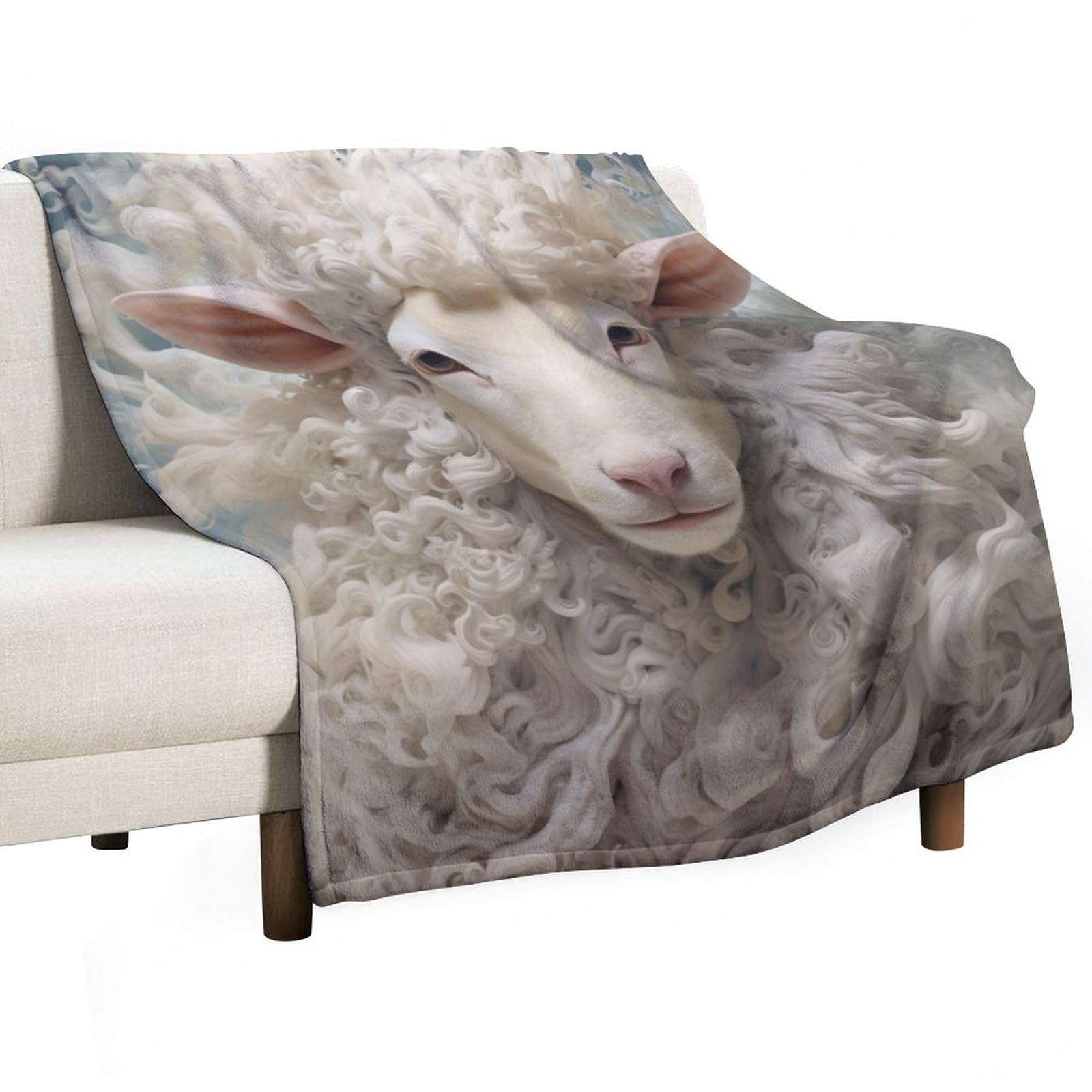 Throw Blanket, 3D Personalized Digital Printing Sheep Super Soft Lightweight Cozy Luxury Flannel Bed Blanket, Fluffy Plush Couch Blanket Throw for All Seasons
