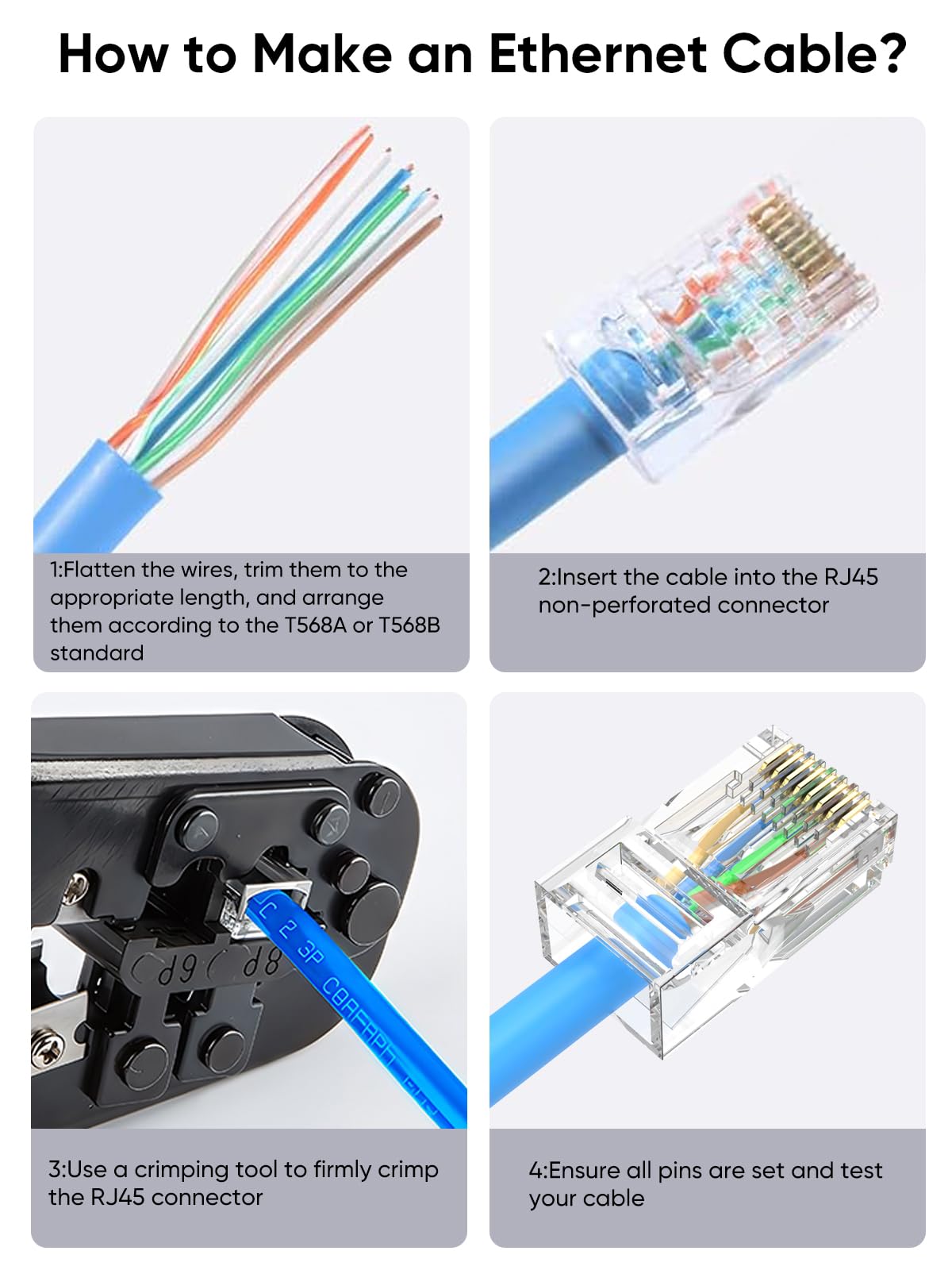 CableCreation Cat6 RJ45 Connectors,100-PACK Ethernet Cable Cat6 RJ45 Ends — Amazon image 4