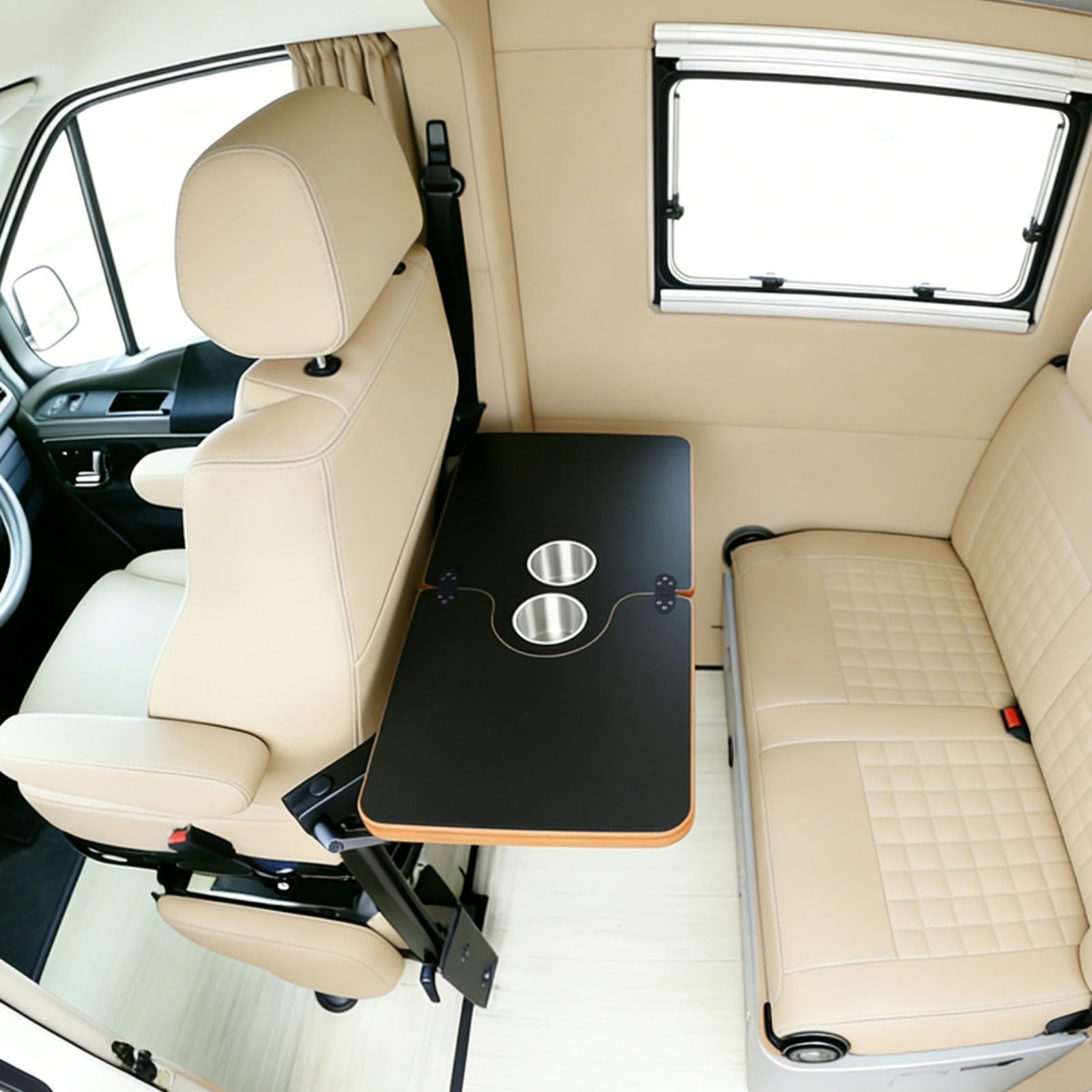 Laminat-Klapptischplatte für Wohnmobile, Anhänger, Camper, Van, mit Getränkehaltern aus Edelstahl, 74 x 39 x 2,2 cm