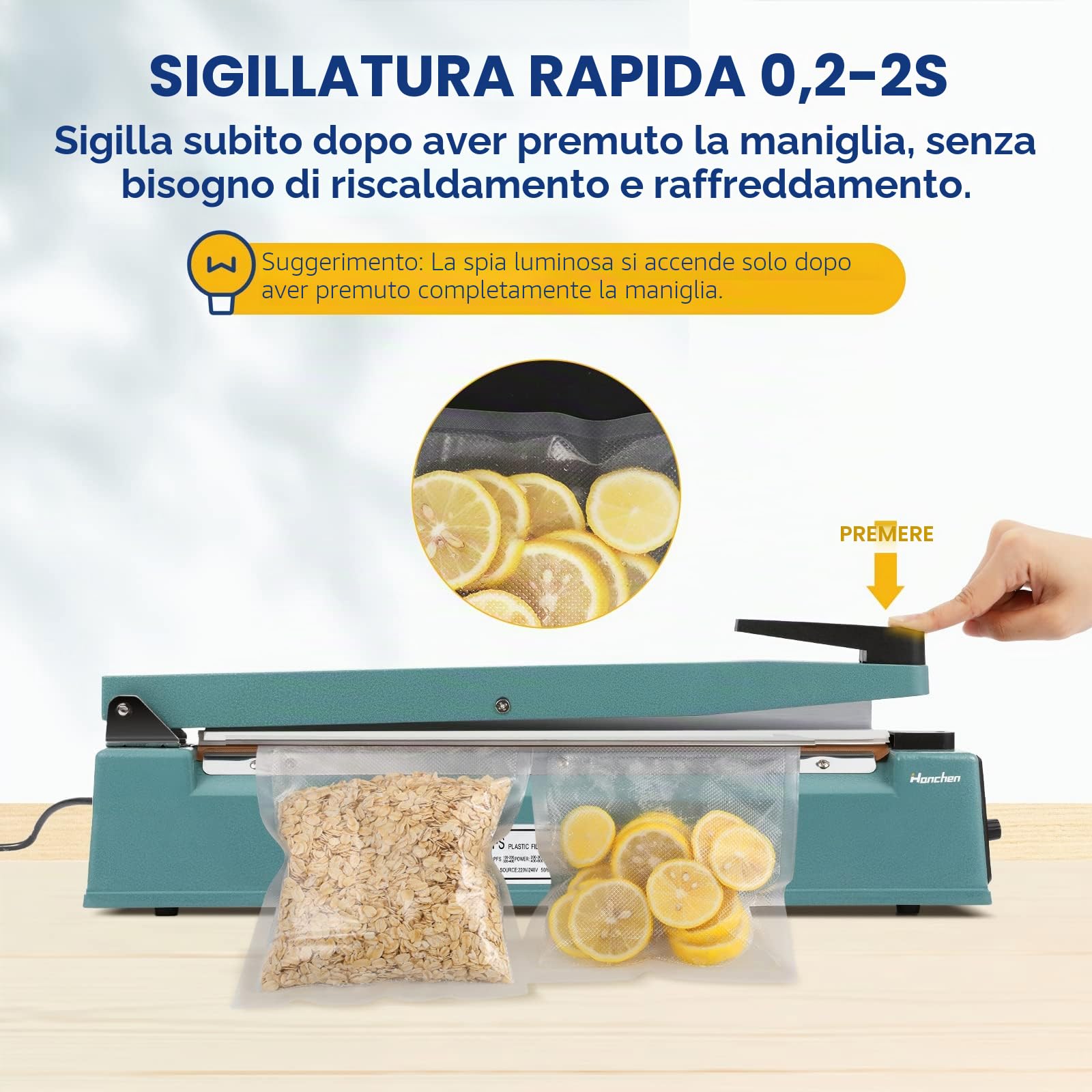 Hanchen Termosigillatrice 300mm/11.8inch Sigillatrice per sacchetti di plastica Impluse Heat Sealer 400W per Mylar Bag Kraft Paper Bag 220V