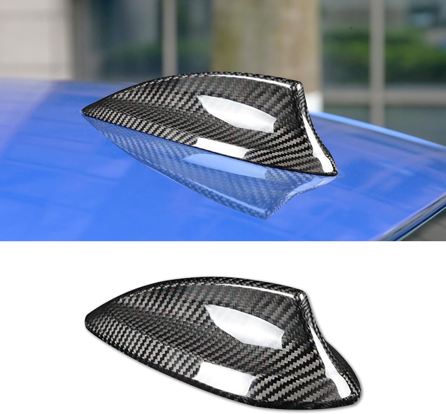 SUNJIKA Compatible with Real Genuine Carbon Fiber Shark Fin Antenna Cover Radio Signal Base Trim for BMW 2 3 4 5 7 Series F22 F87 F30 F35 F80 G20 F32 F36 F82 M4 G30 G38 F90 G11 G12 M2 M3 M5 Black