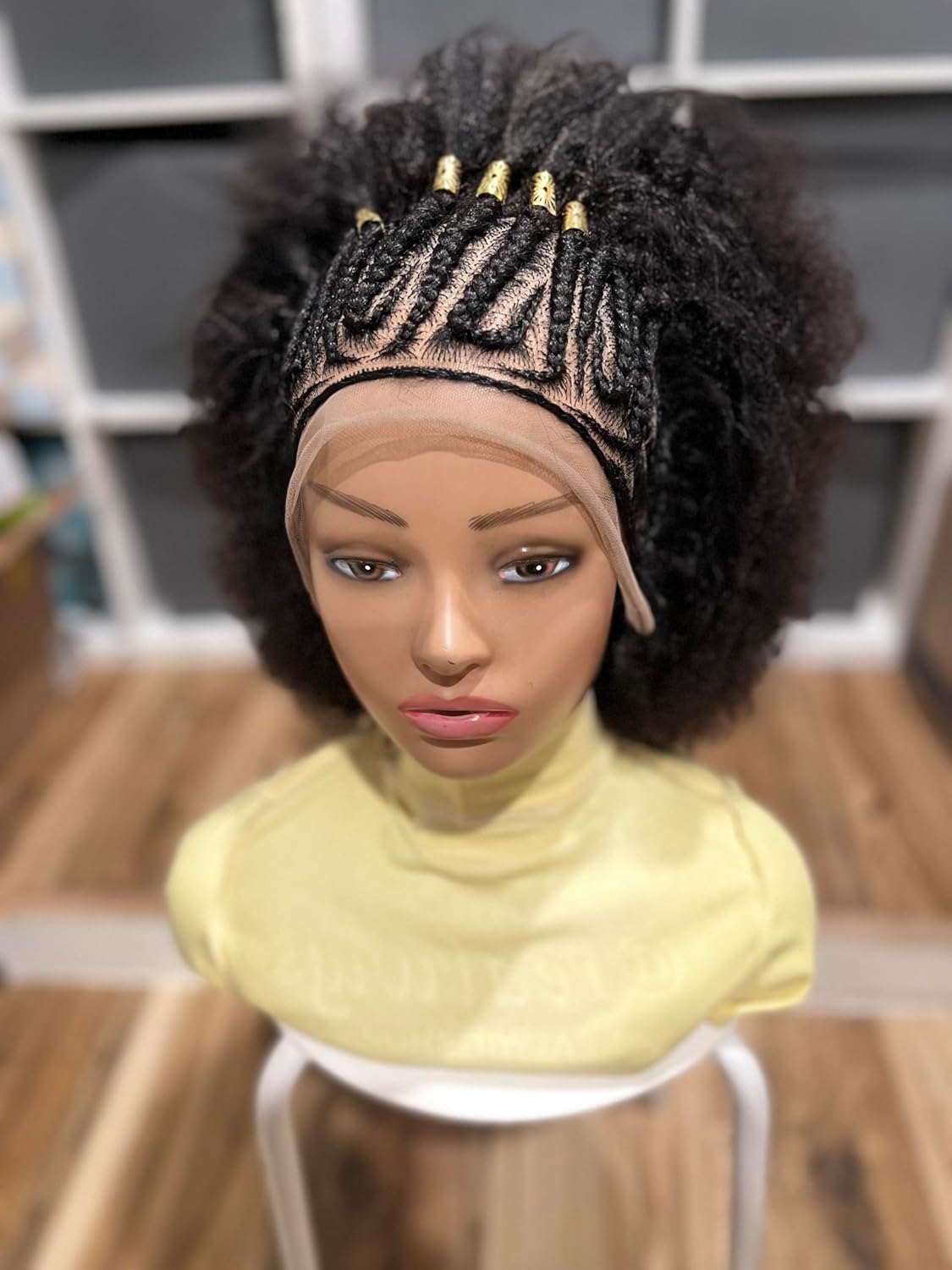 Braided wig, Afro wig, human hair braided wig. Made on a lace frontal Wig for black women.