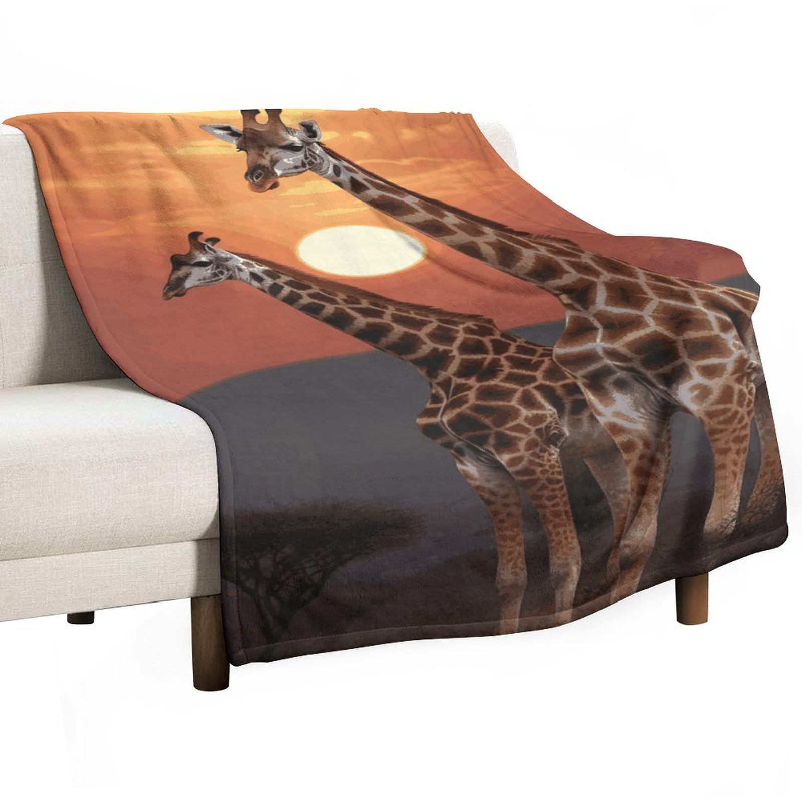 Couverture polaire en flanelle super douce et légère motif girafe