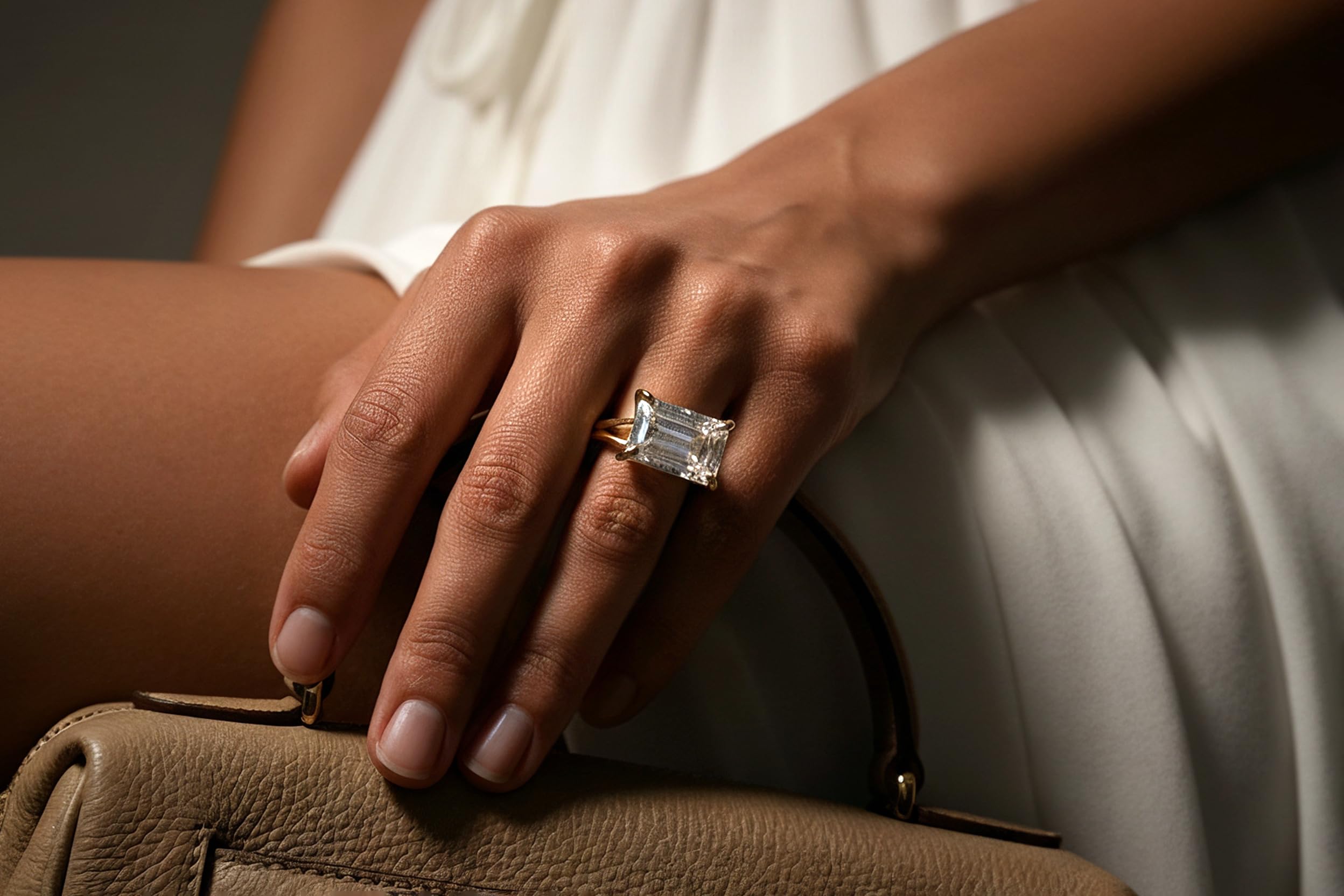 Sofisticado Anillo de Cuarzo Transparente de 13x18mm - Anillos de Piedra Preciosa Corte Esmeralda en Plata de Ley - Anillos de Joyería de Moda y Mejores Regalos para Mujer