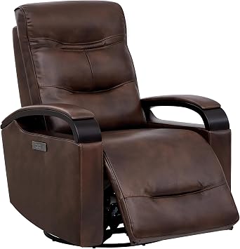 CHITA Genuine Leather Power Swivel Glider Rocker Recliner, Cognac Brown | Adjustable Power Headrest, Double Layer Backrest, FSC Certified Mid Century Modern Recliner Chair for Adults, for Living Room