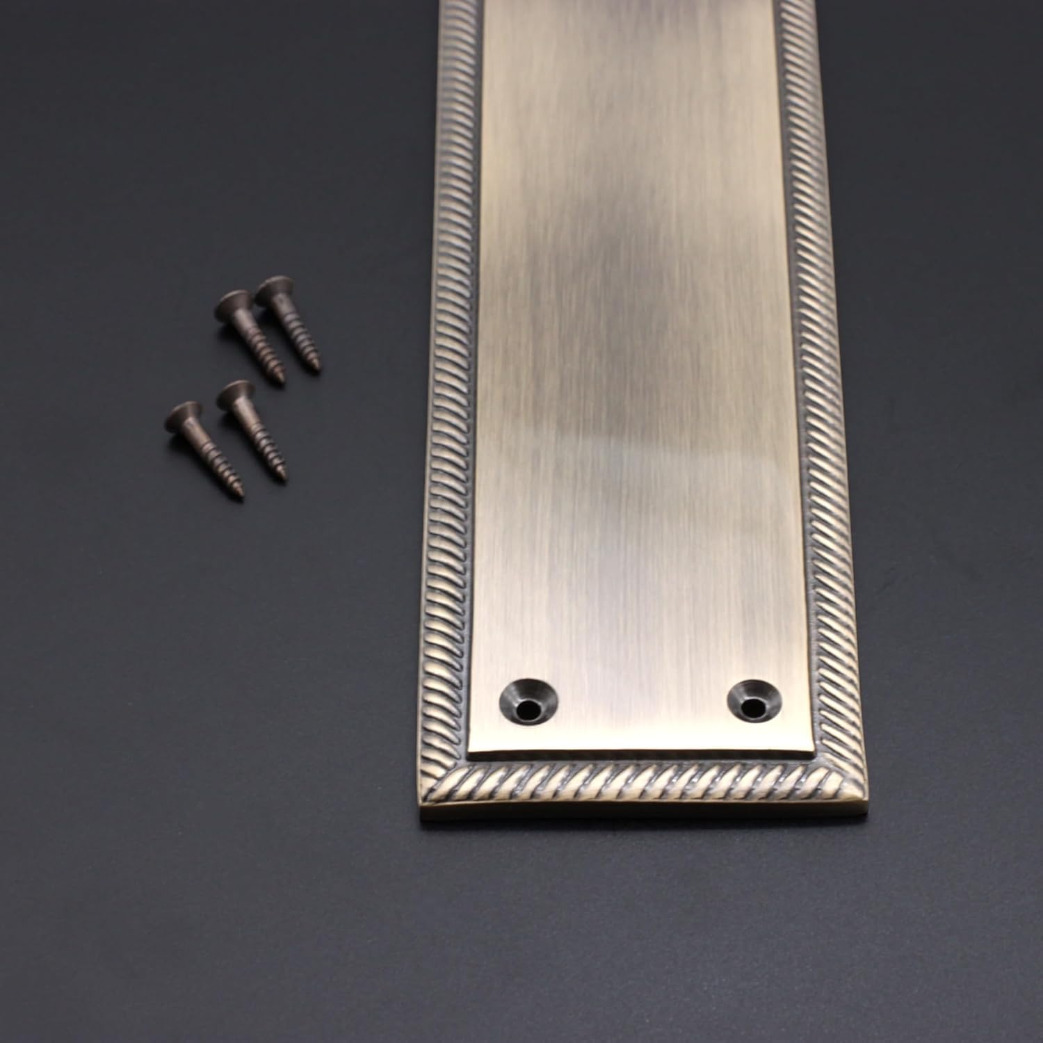 5mm Heavy Duty Solid Cast Brass Georgian Finger Plate Door Push Plate 285x 67mm (Antique Brass)