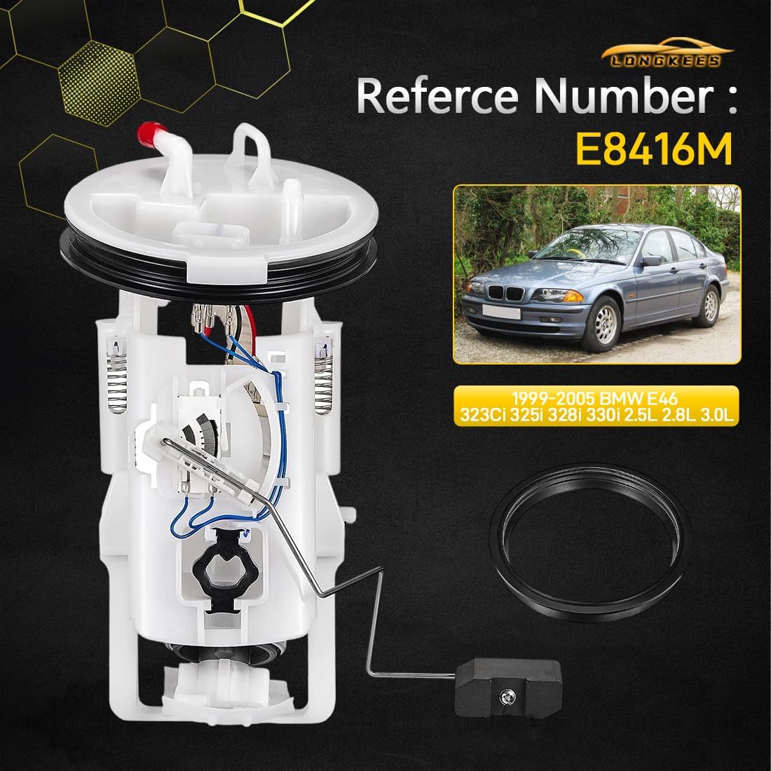 Electric Fuel Pump Assembly FIT 1999–2005 BMW 323Ci 323i 325Ci 325i 325xi 328Ci 328i 330Ci 330i 330xi 2.5L 2.8L 3.0L – Replace OE# E8416M VANBOL0047 - Image 2