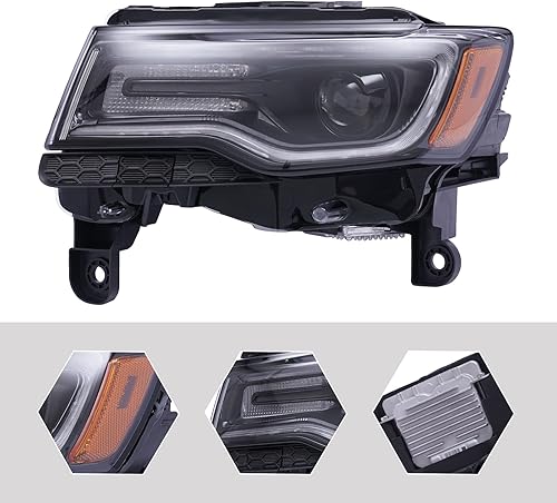 Miniatura 3 de Hteedy Faros delanteros LED DRL de Xenon para Jeep Grand Cherokee 2016-2021, faros delanteros de automóvil, 68266647AH 68266648AH (lado del