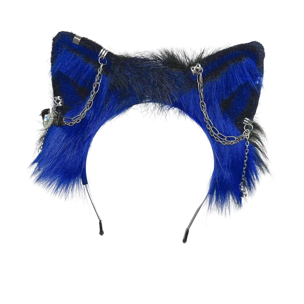 Ekwikzz Wolf Ears Tail Set Fox Wolf Headbands Clips Fluffy Cosplay Costumes, Gothic Punk Accessories for Halloween: Gem D Bu Bl