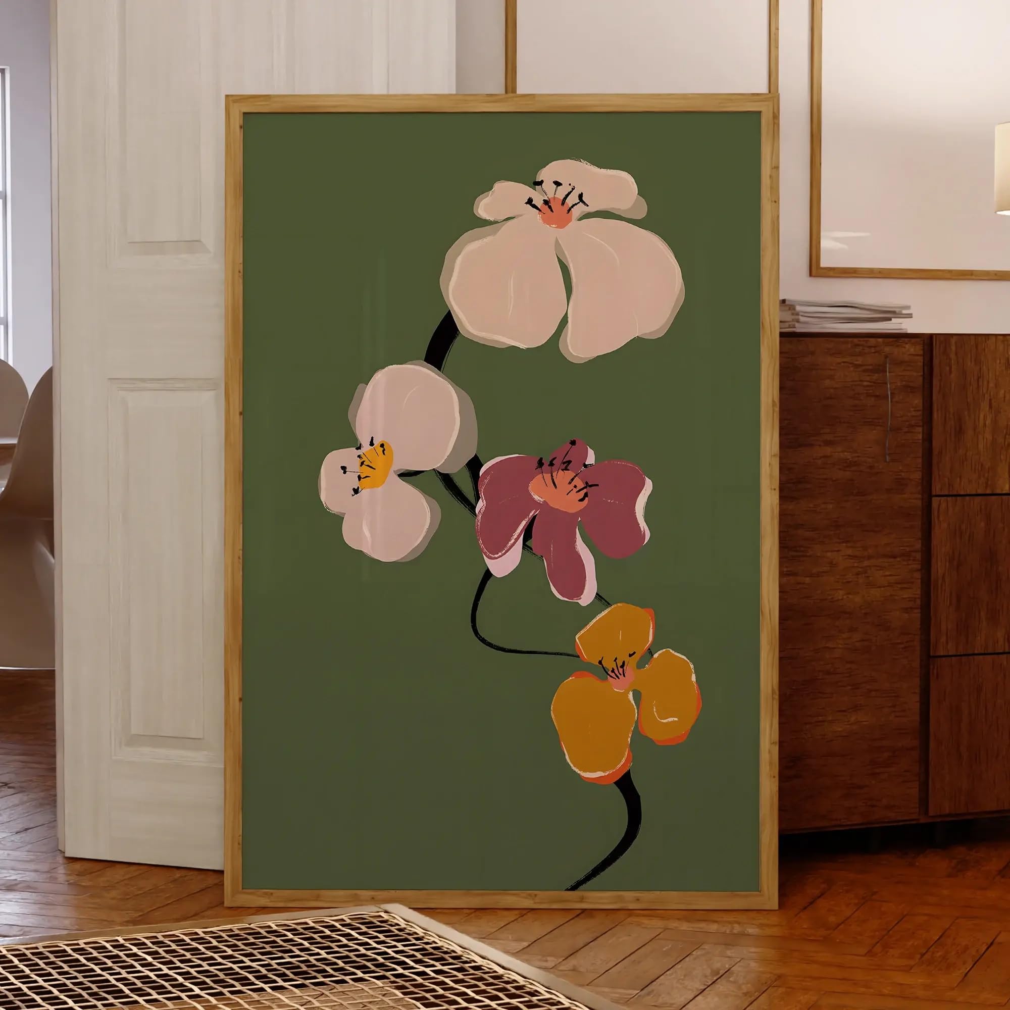 Tableau fleur moderne artisan de 50x70cm avec cadre de marque XINBAO - 8