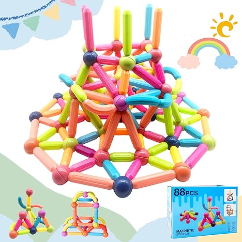 seething Bloques magnéticos, 88 piezas de juguetes magnéticos para niños y niñas de más de 3 años, juguetes educativos de construcción para niños