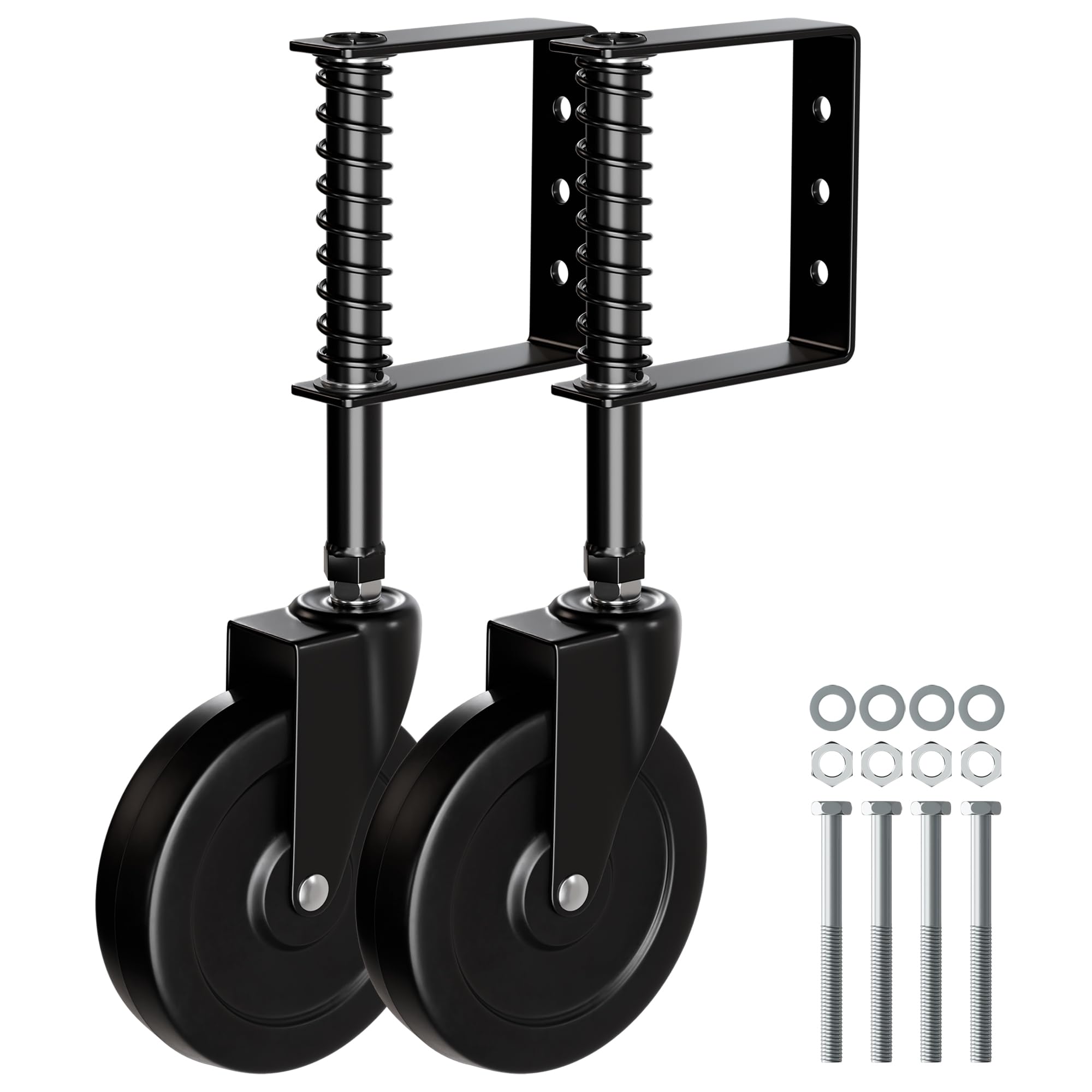 EVCUHASL 5" Spring Loaded Gate Caster Wheel, Heavy Duty Gate Wheels with 360° Swivel for Outdoor Wooden Gates, Fence Gates and Metal Tube Gate, 220