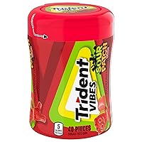 Vista 10 de Trident Vibes SOUR PATCH KIDS Redberry - Goma de mascar sin azúcar, botella de 40 piezas
