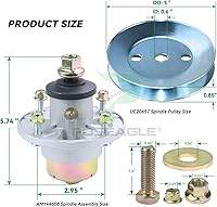 Vista 3 de Conjunto de husillo AM144608 previamente engrasado con polea de husillo UC20697 para John Deere X330 X350 X354 X370 X380 X384 X390 X394 X570 X580