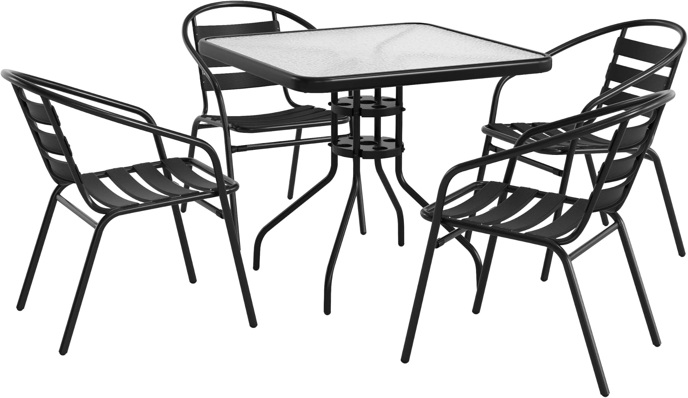 Flash Furniture 31.5 in Aluminum Square Table, Black
