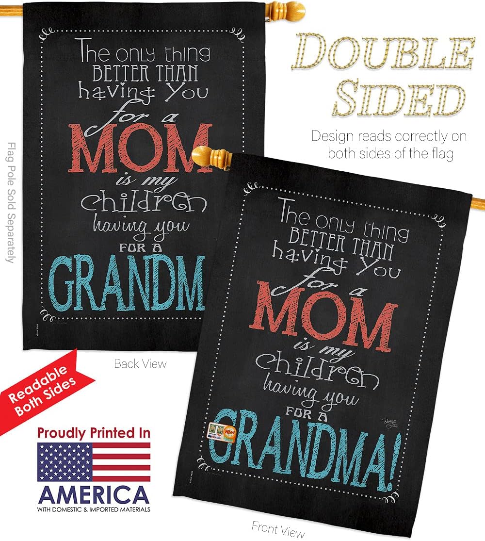 Mom Grandma House Flag Set Family Mother Day Mama Love Flowers Parent Sibling Relatives Grandparent Small Decorative Gift Yard Banner Double-Sided Made In USA 28 X 40