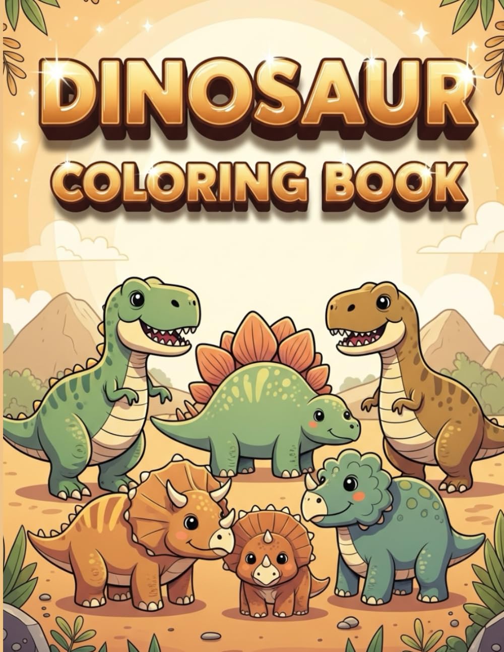 Dinosaur Coloring Book: 50 Fun & Easy Dino Pages for Kids Ages 4-8