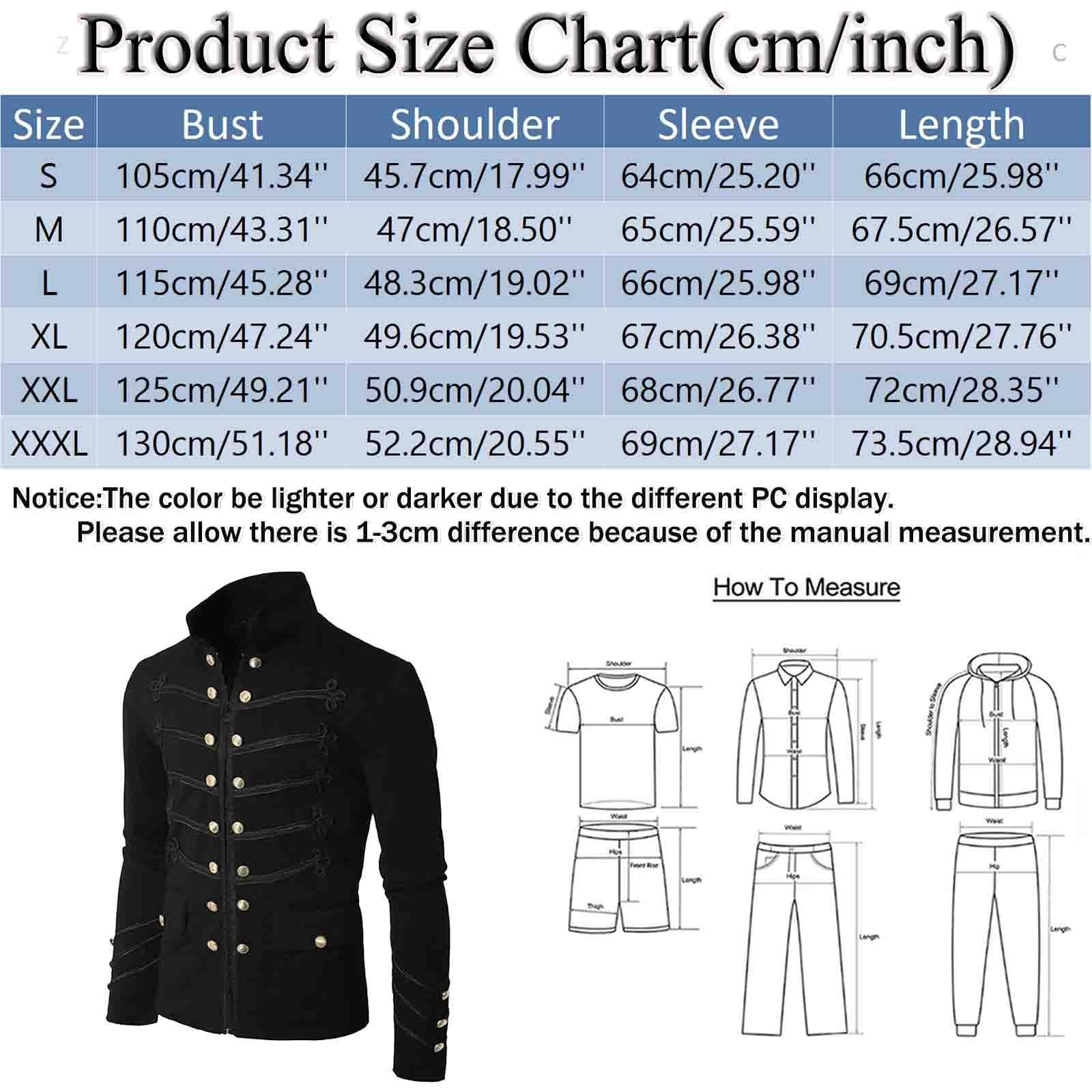 Generisch Herren Mantel Jacke Gothic Stickerei Knopf Mantel Party Outwear