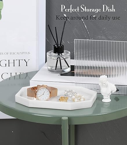 Miniatura 5 de Shinowa Shinowa - Bandeja de tocador de baño, bandeja de perfume octágono, bandeja de mármol para joyas, dispensador de jabón líquido para manos,