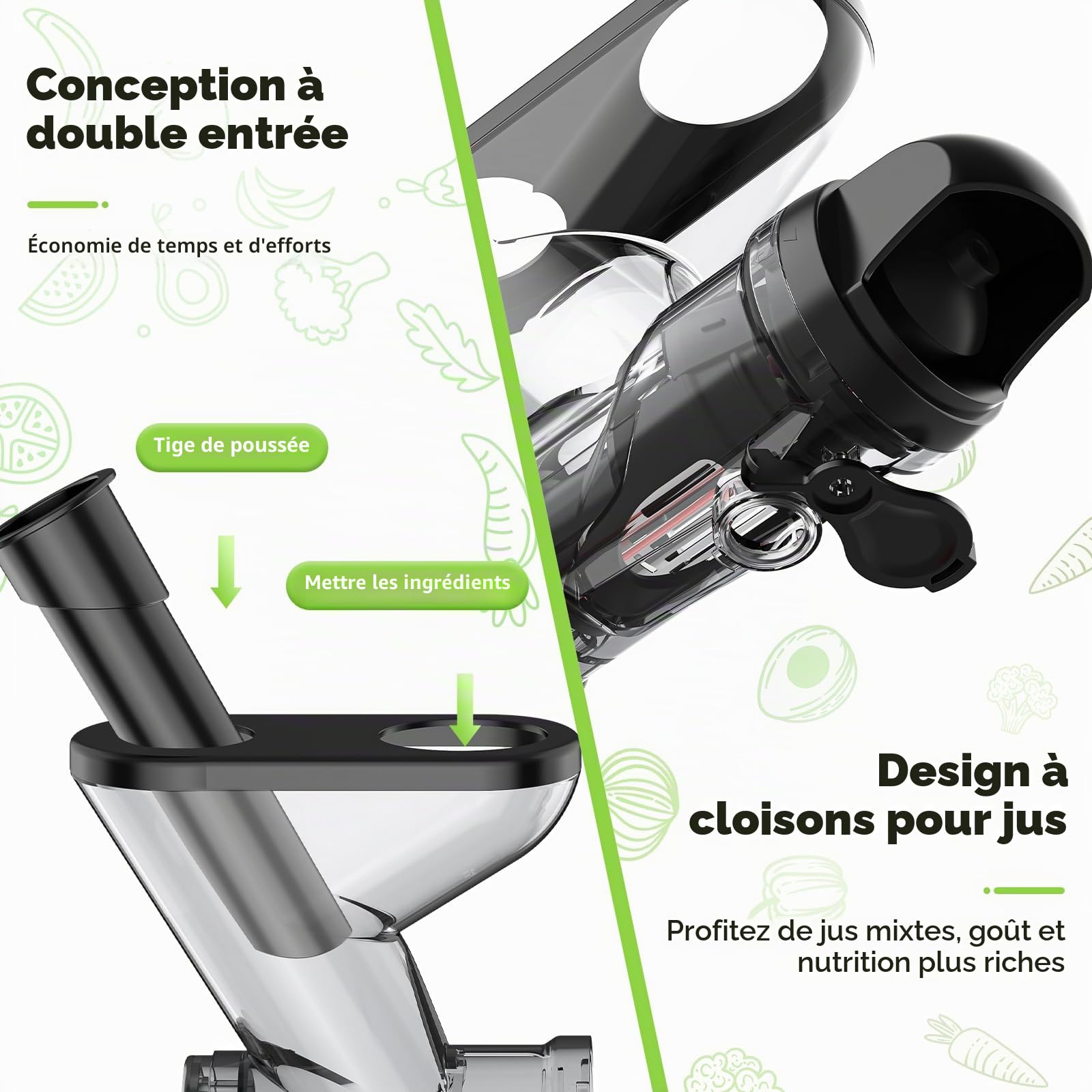 TPGSING Fixation pour presse-agrumes à mastication pour KitchenAid Mixer, séparation des résidus de jus, presse-agrumes pour KitchenAid, Attachement pour Kitchen Aid centrifugeuse lente avec putter