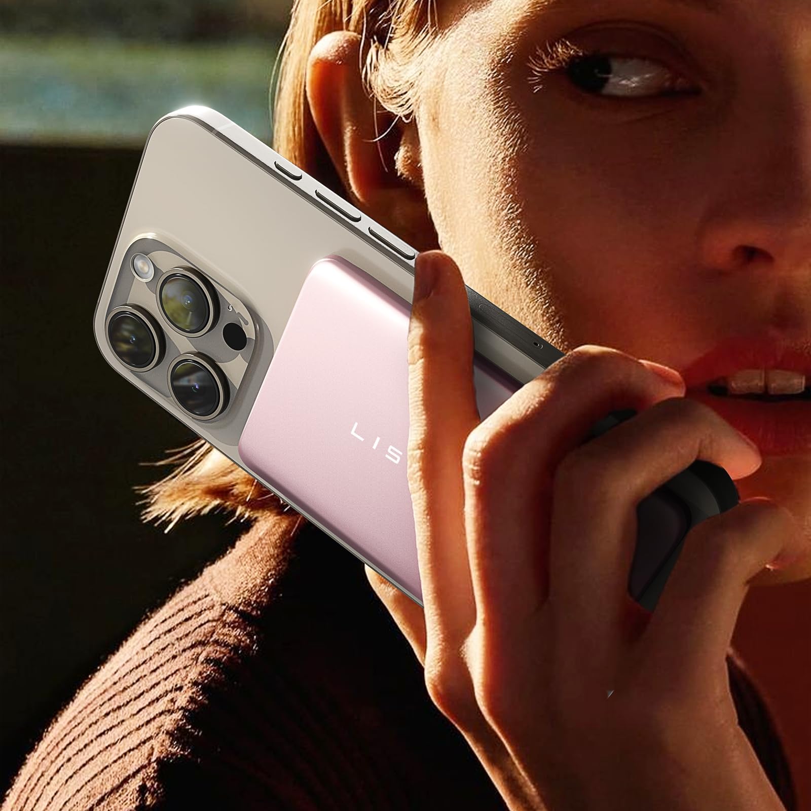 LISEN 0.3‘’ Ultra Slim Magnetic Power Bank,5,000mAh 18W Fast Charging ? Aircraft-Grade Durable T5 Alloy?Safe Lithium Battery for MagSafe iPhone 16e 16 Pro Max Plus/15/14/13/12,Pink