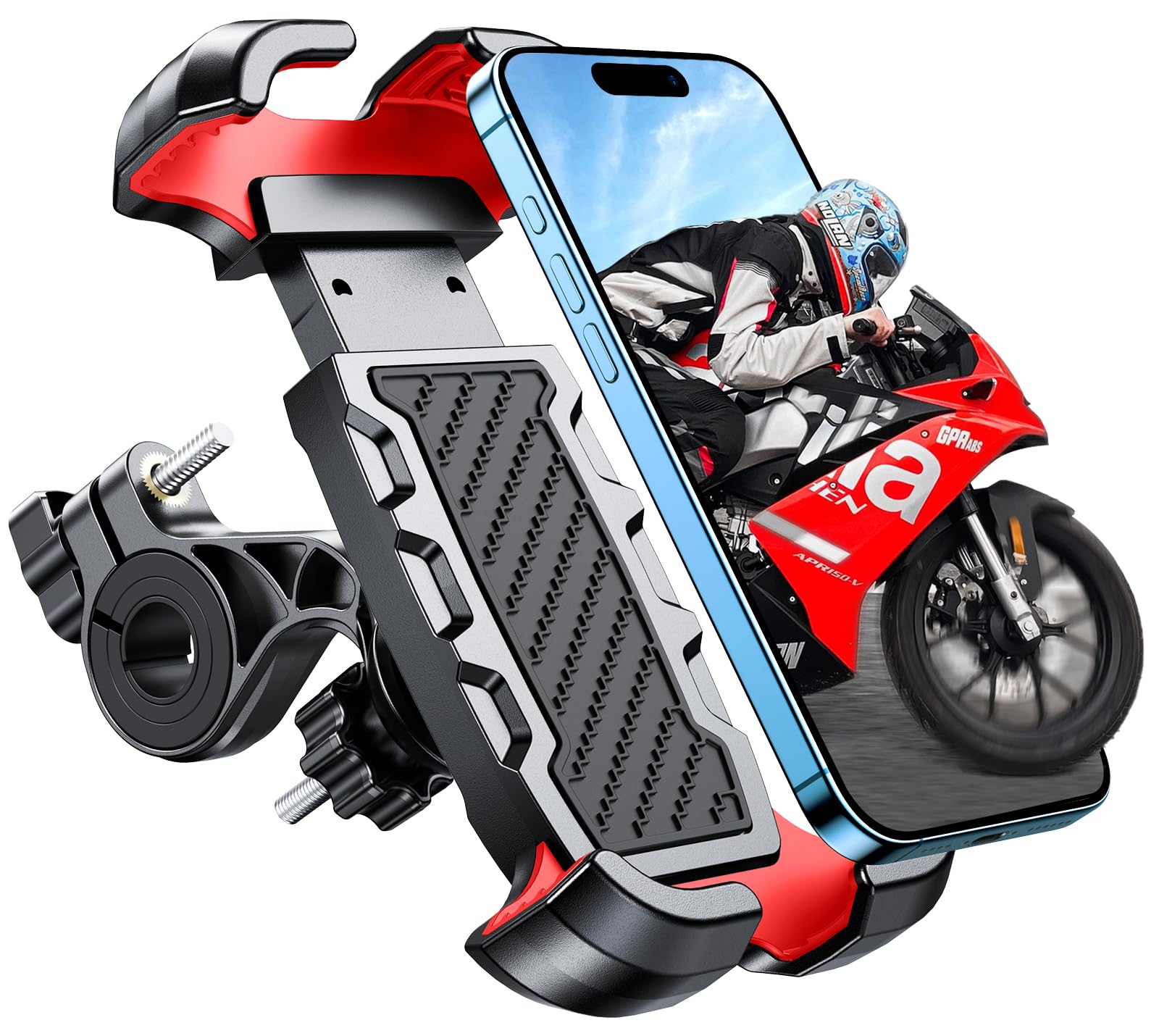 Mohard Support Téléphone Vélo, 2025 Améliorée [Ne Tombe Jamais] [0 Secousses] [Installation en 3s] Support Telephone Moto pour VTT Scooter, 360° Rotation Porte Telephone Velo pour 4,7-6,8'' Smartphone