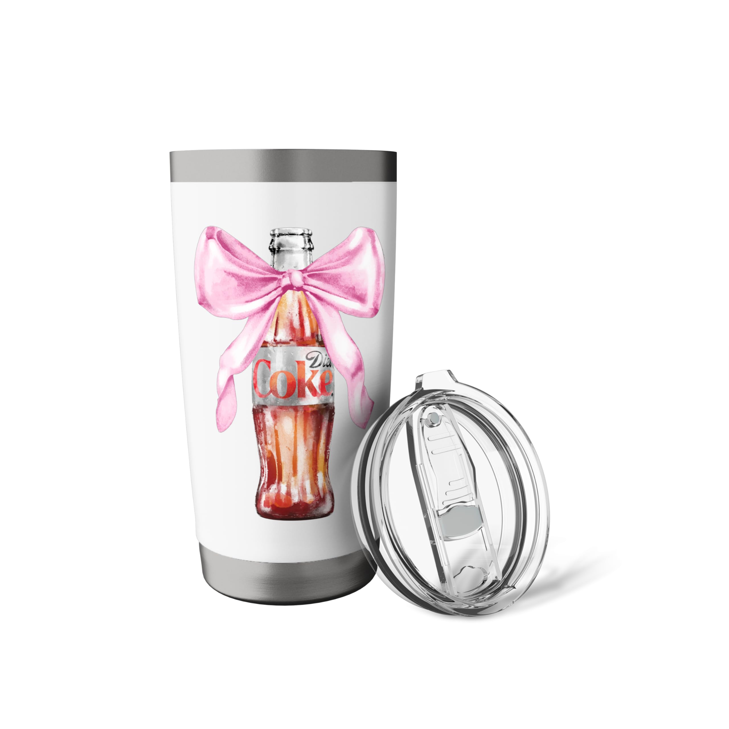 Coca-Cola Diet Coke With Cute Pink Ribbon Vintage Stainless Steel Insulated Tumbler