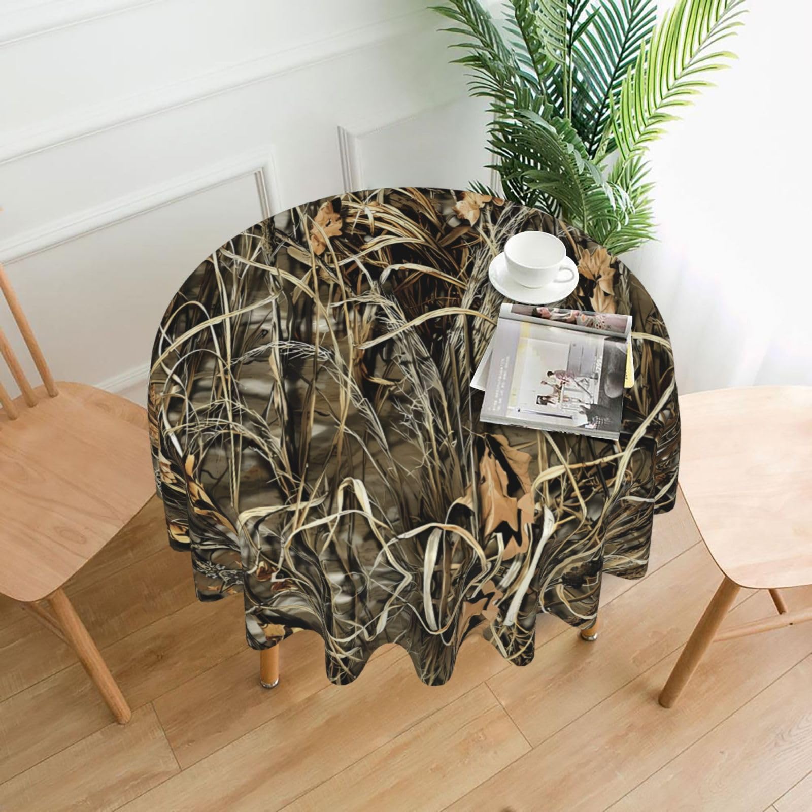 hhxvcv Camo Yellow & Green Round Tablecloth – Dining Table Cover