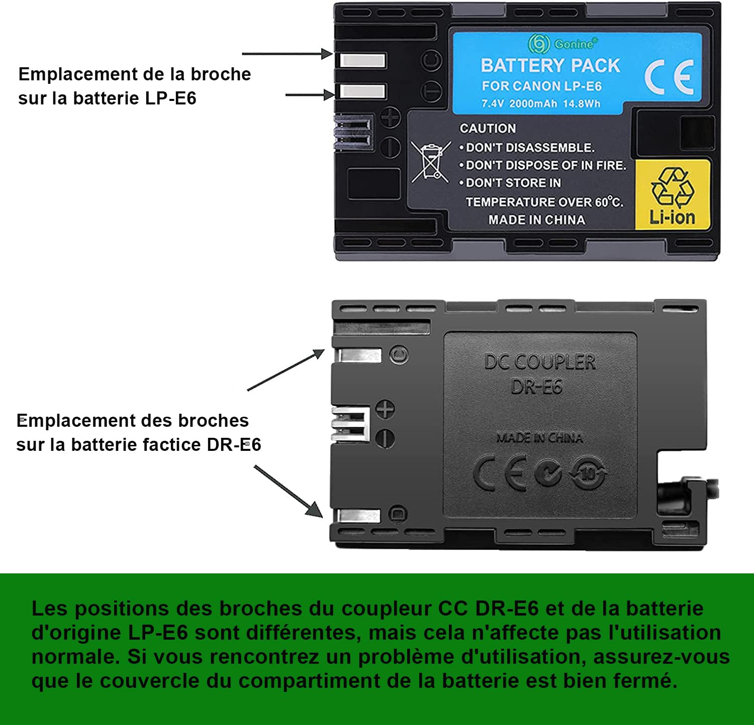 ACK-E6 Chargeur de rechange pour appareil photo reflex numérique Canon EOS 70D 7D, EOS 60D 6D, EOS 5D Mark II, EOS 5DS, EOS 5DS-R avec puce intelligente entièrement décodée