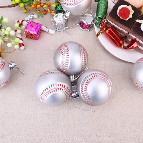 Miniatura 4 de NUOBESTY 6 adornos de béisbol de Navidad para árbol de Navidad, decoraciones de bolas colgantes de béisbol, deportes, decoración de fiesta de