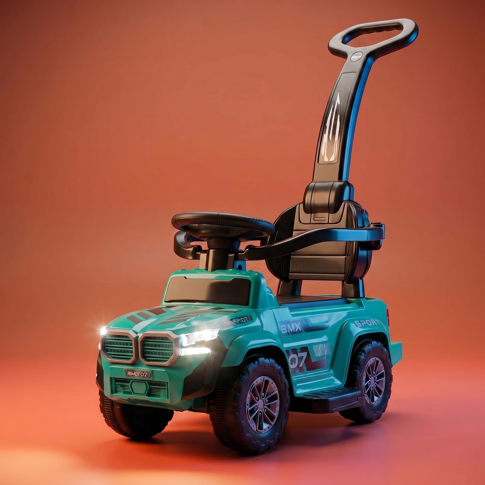 Baybee Nitro Pro Ride on Cars for Kids | Baby Car with Backrest, Light & Music | Baby Push Ride ons Toys Car with Parental Handle & Safety Guardrail | Outdoor Kids Cars for 1 to 3 Years (Teal Green)-image-34
