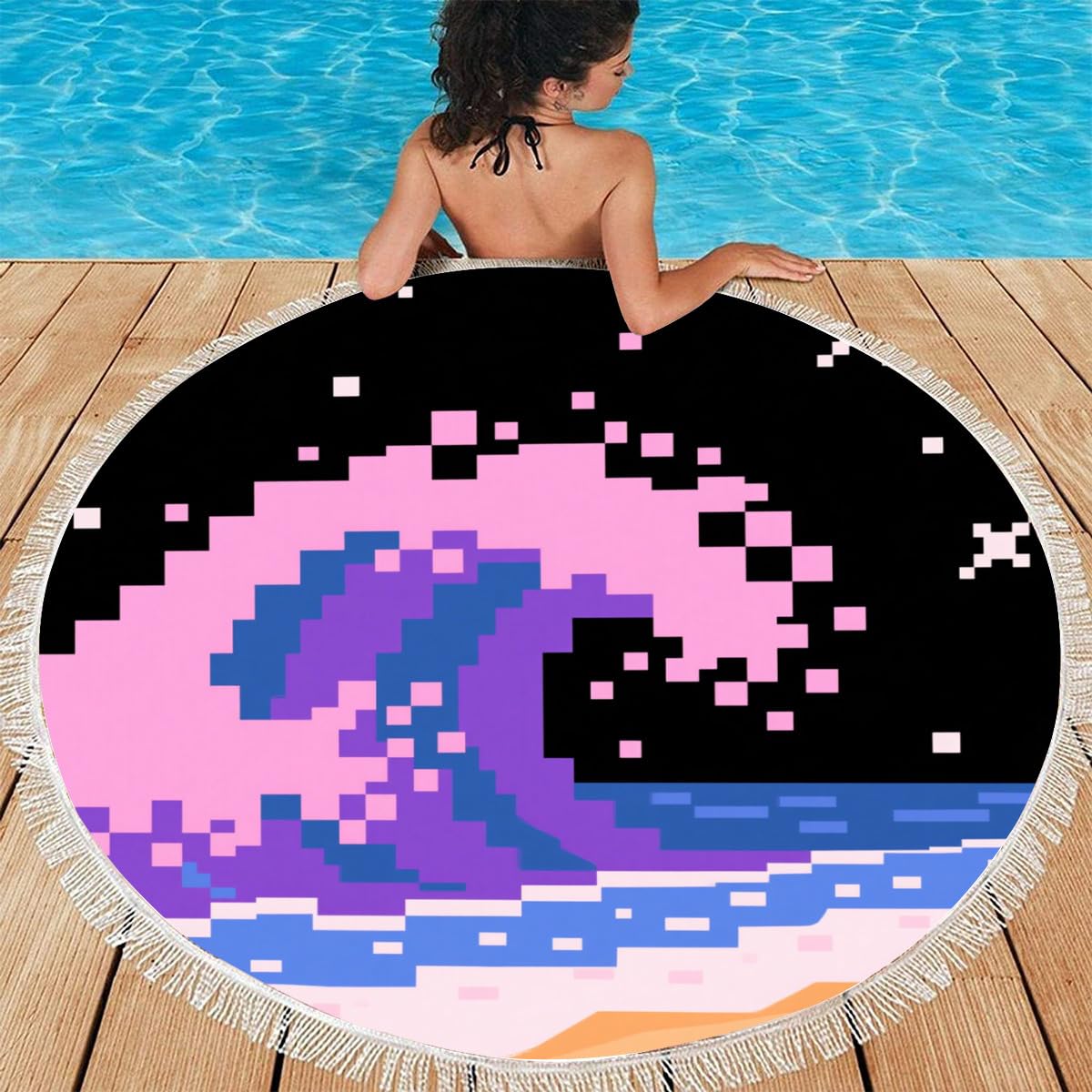1/2Pack 145 cm Microfibra di Asciugamani da Spiaggia Rotonda per Adulti, Asciugamano da Viaggio Senza Sabbia asciutta per Spiaggia, Nuoto, Campeggio, Palestra